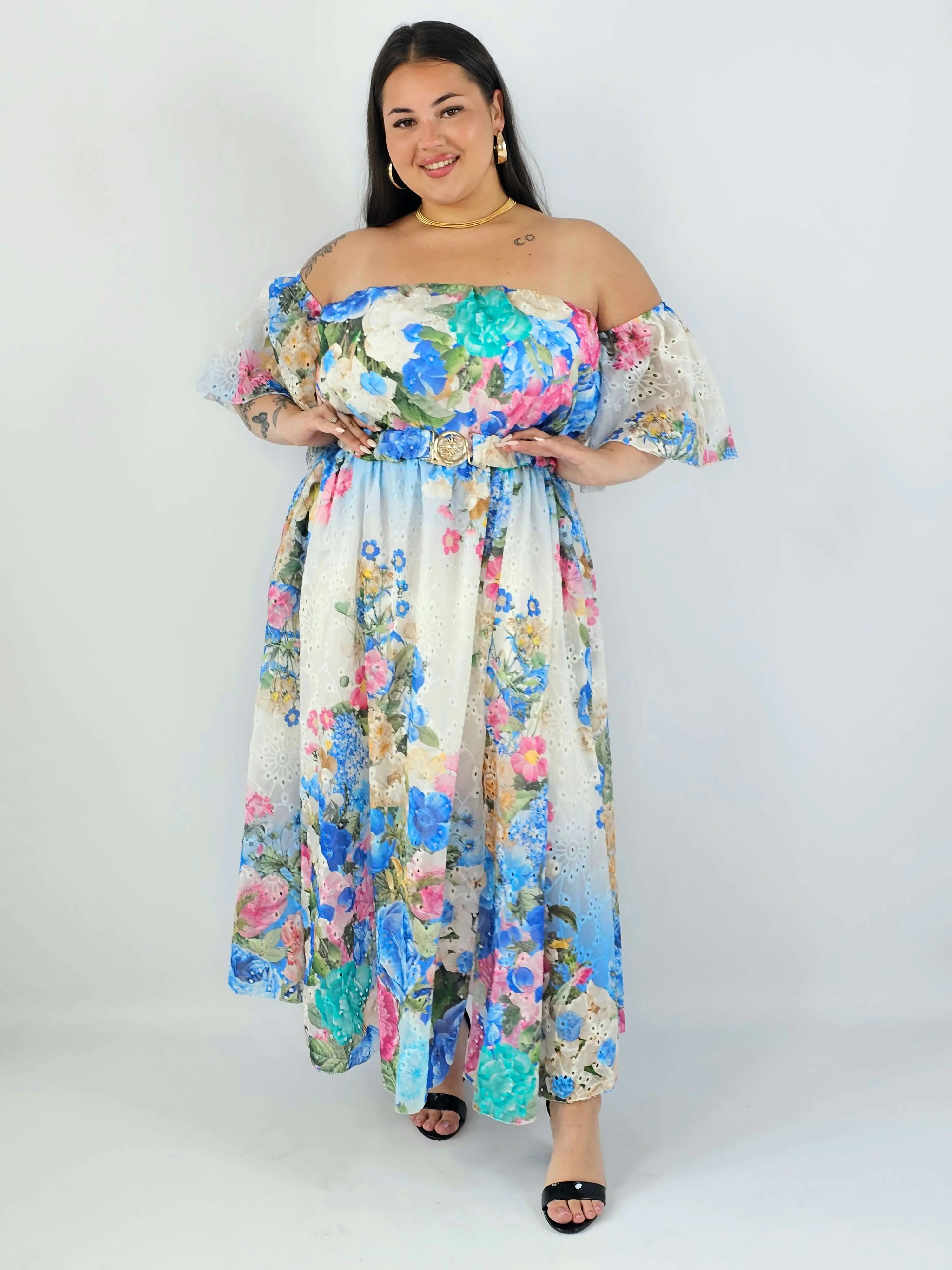 Sukienka plus size hiszpanka w kwiaty XXL – elegancka sukienka maxi - Image 9