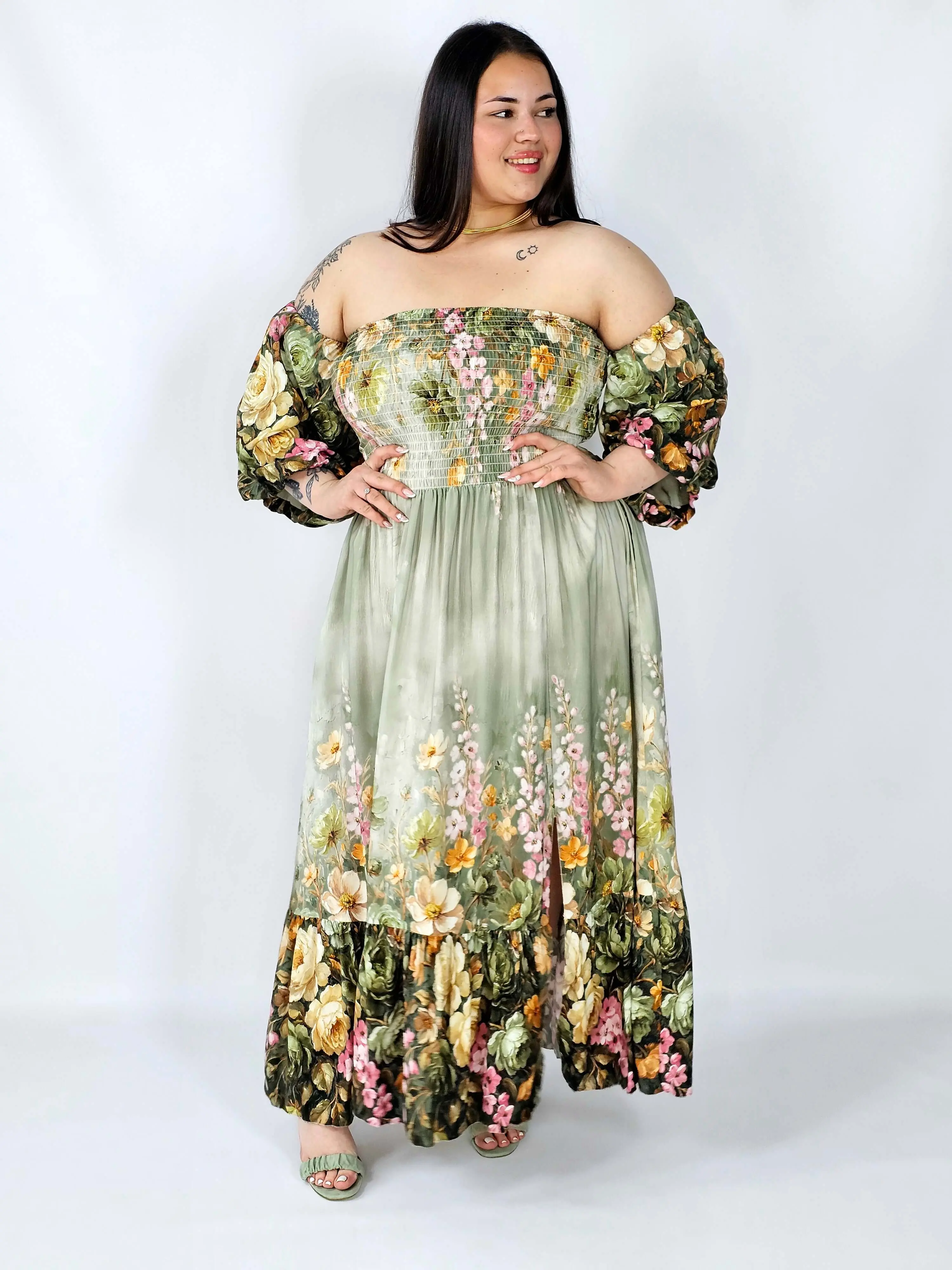 Sukienka plus size hiszpanka z marszczeniem i odkrytymi ramionami - Image 10