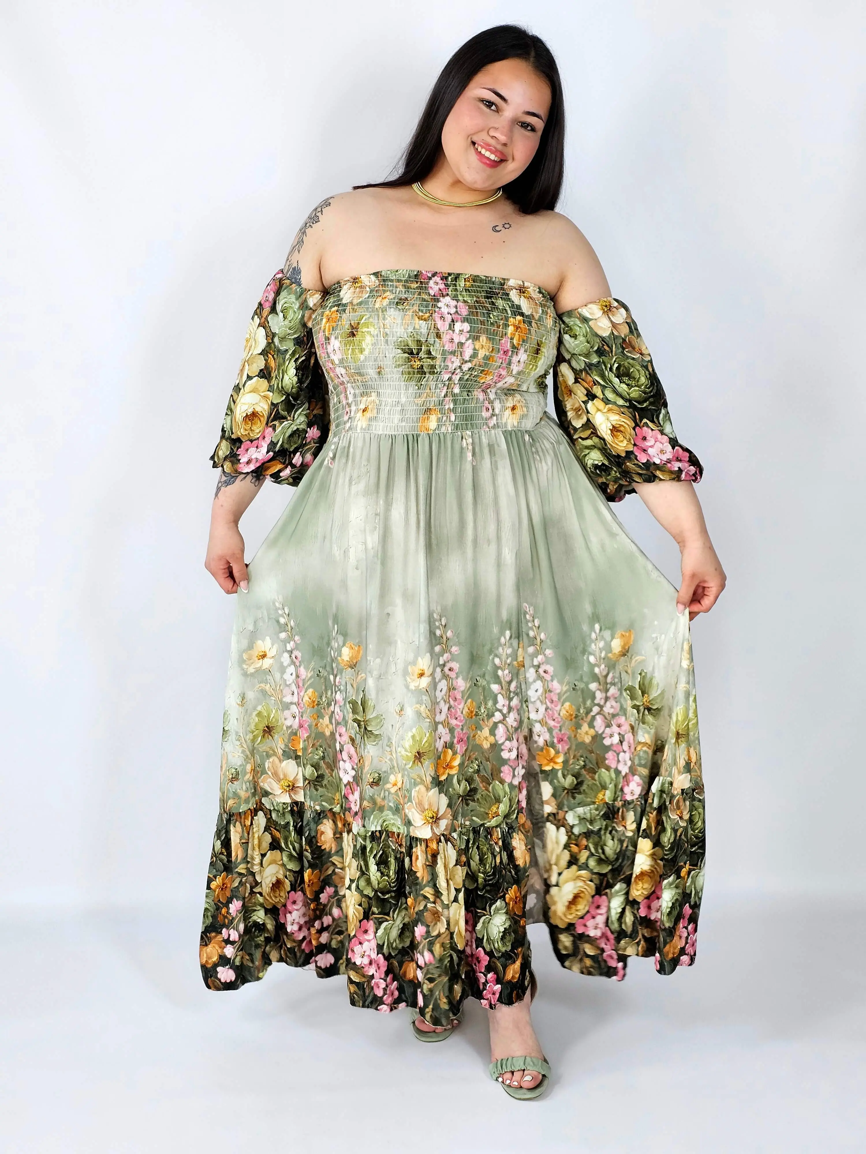 Sukienka plus size hiszpanka z marszczeniem i odkrytymi ramionami - Image 13