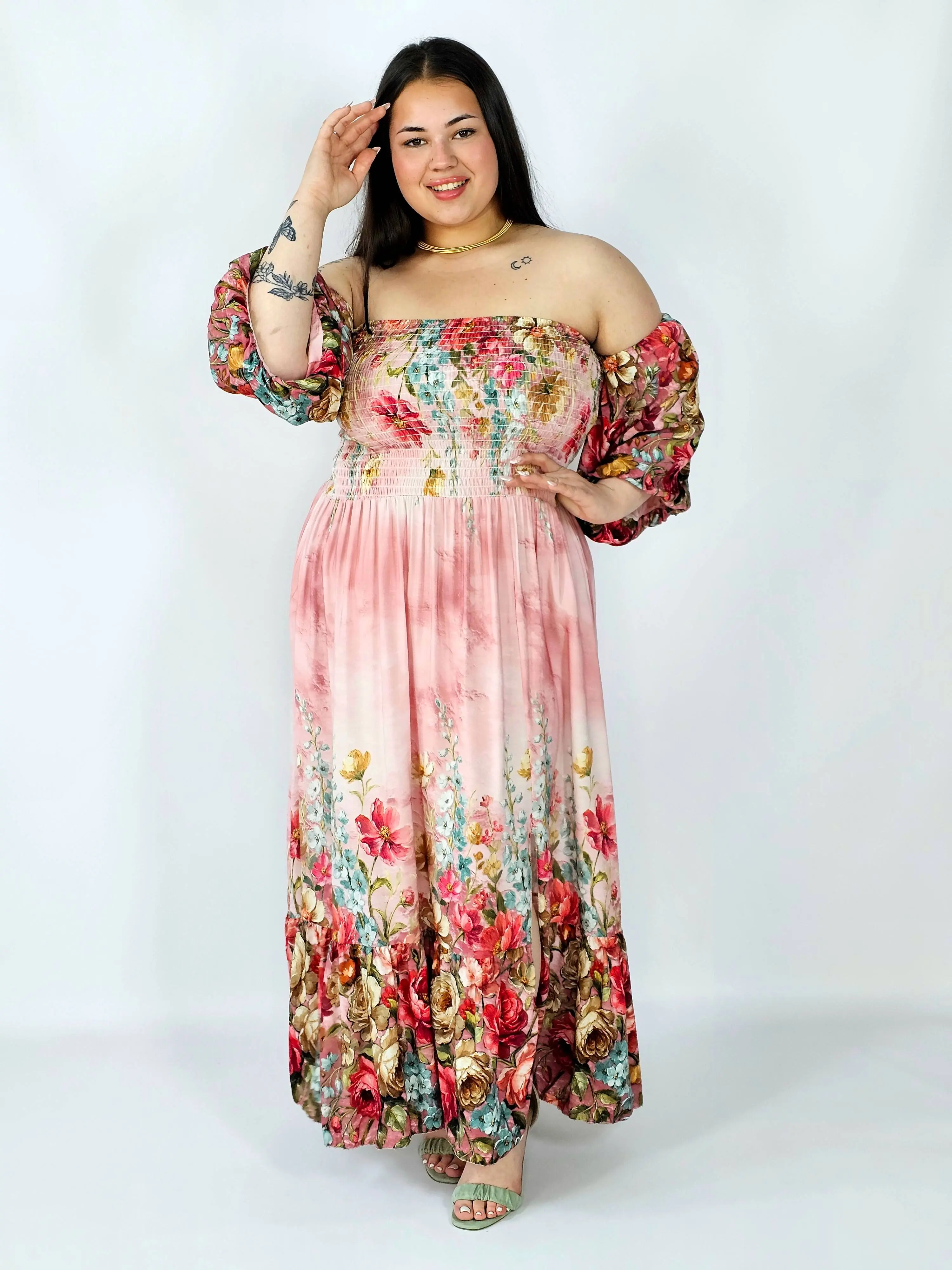 Sukienka plus size hiszpanka z marszczeniem i odkrytymi ramionami - Image 14
