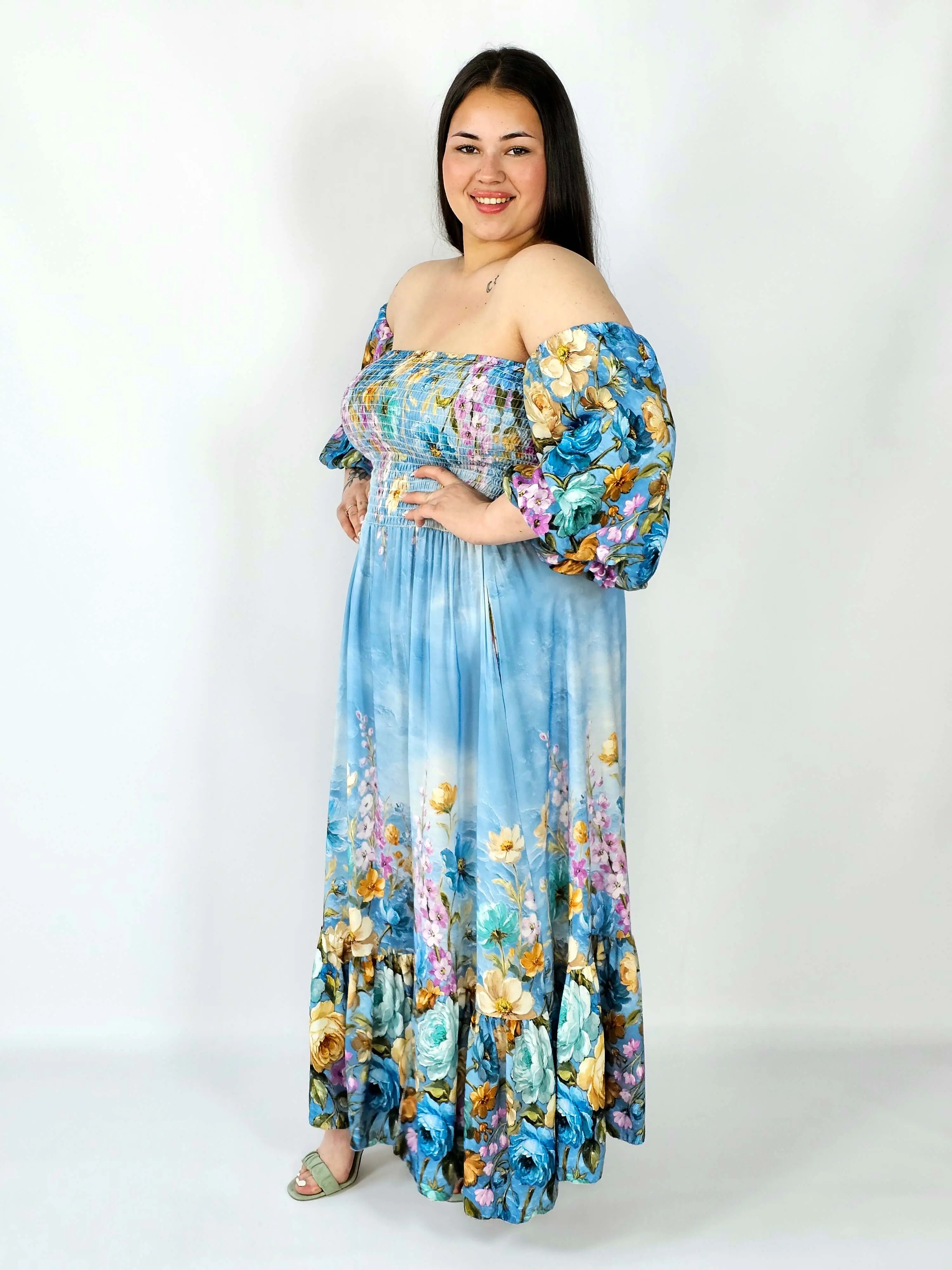 Sukienka plus size hiszpanka z marszczeniem i odkrytymi ramionami - Image 15
