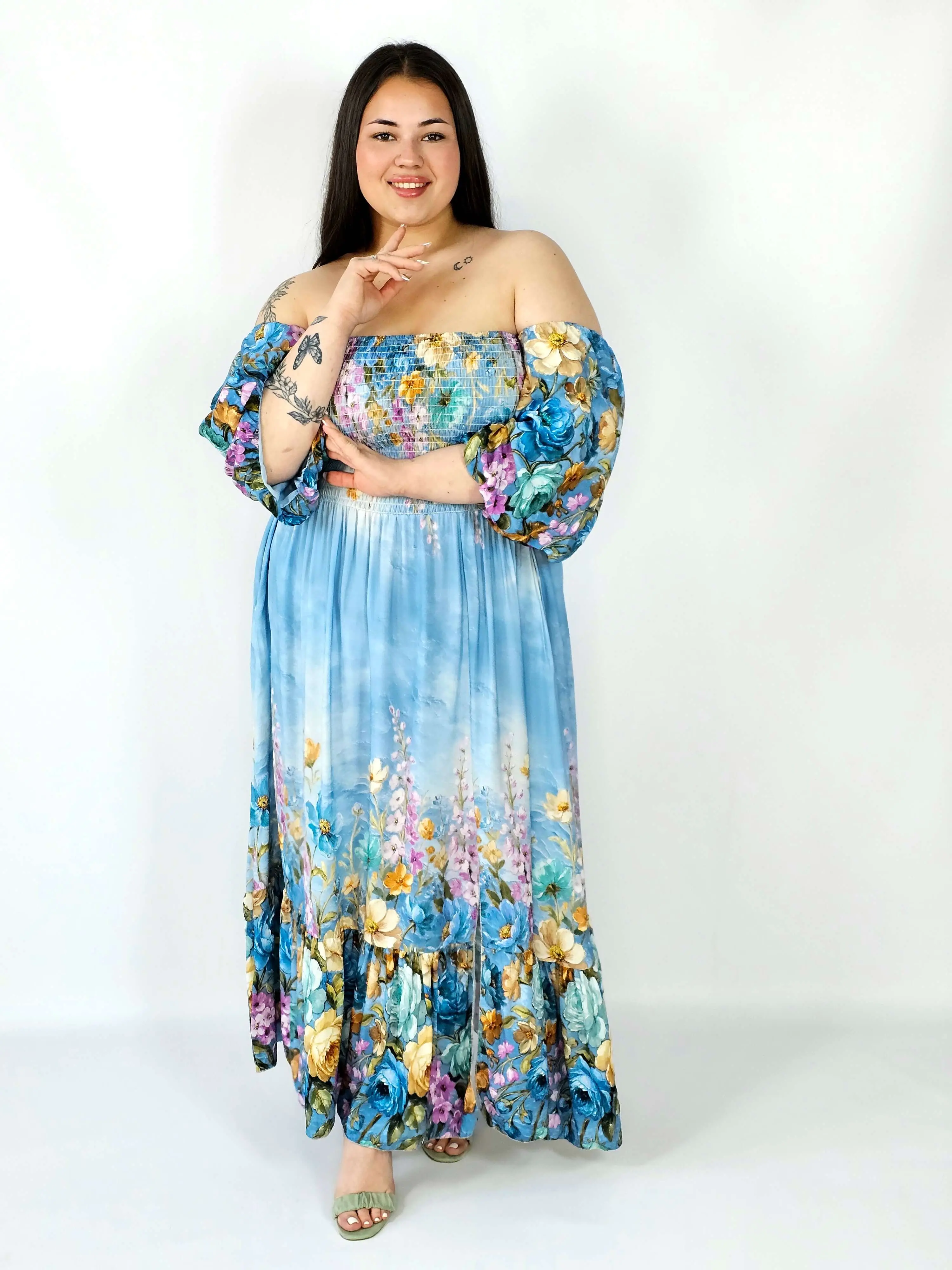 Sukienka plus size hiszpanka z marszczeniem i odkrytymi ramionami - Image 17