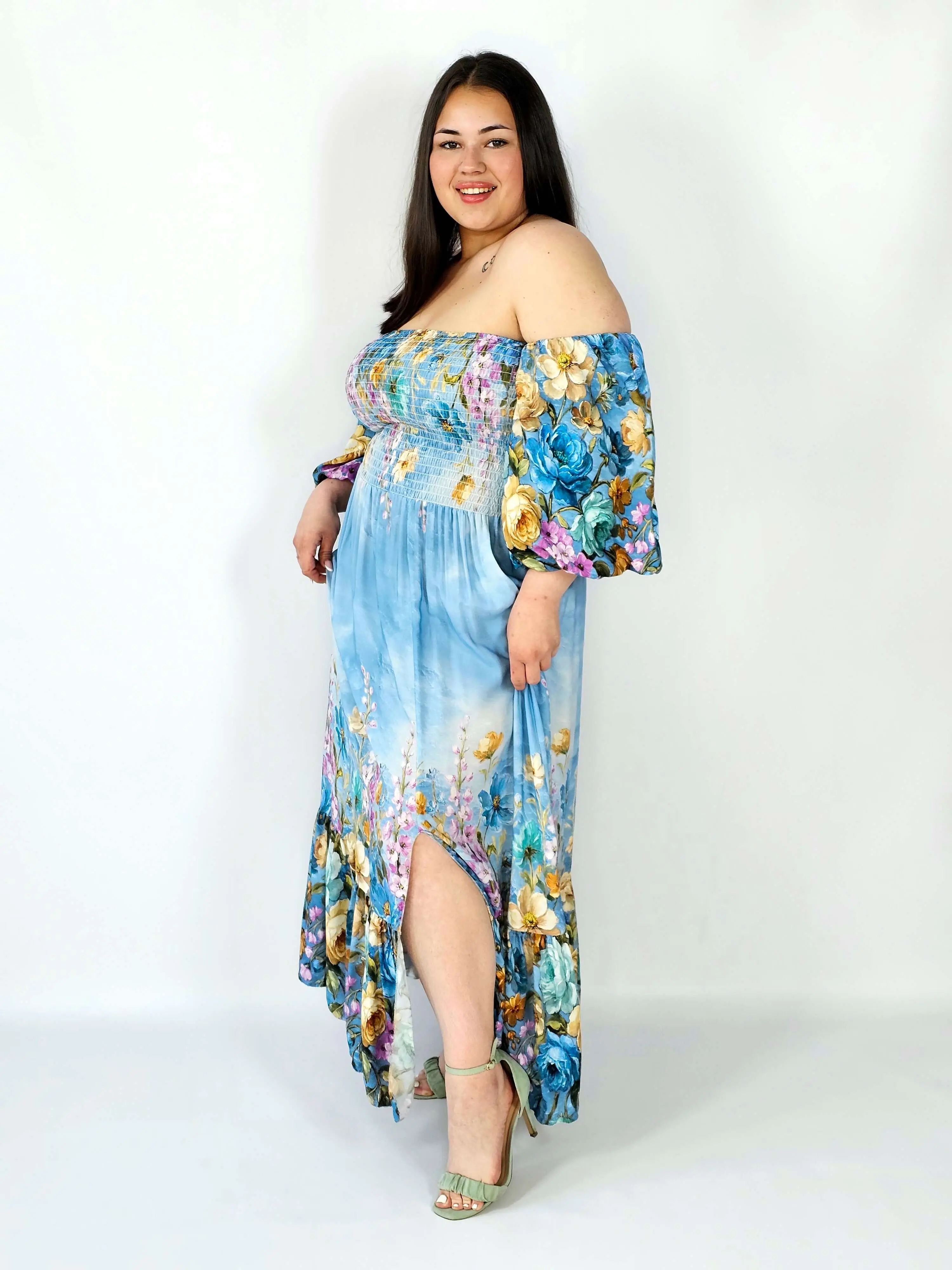 Sukienka plus size hiszpanka z marszczeniem i odkrytymi ramionami - Image 18