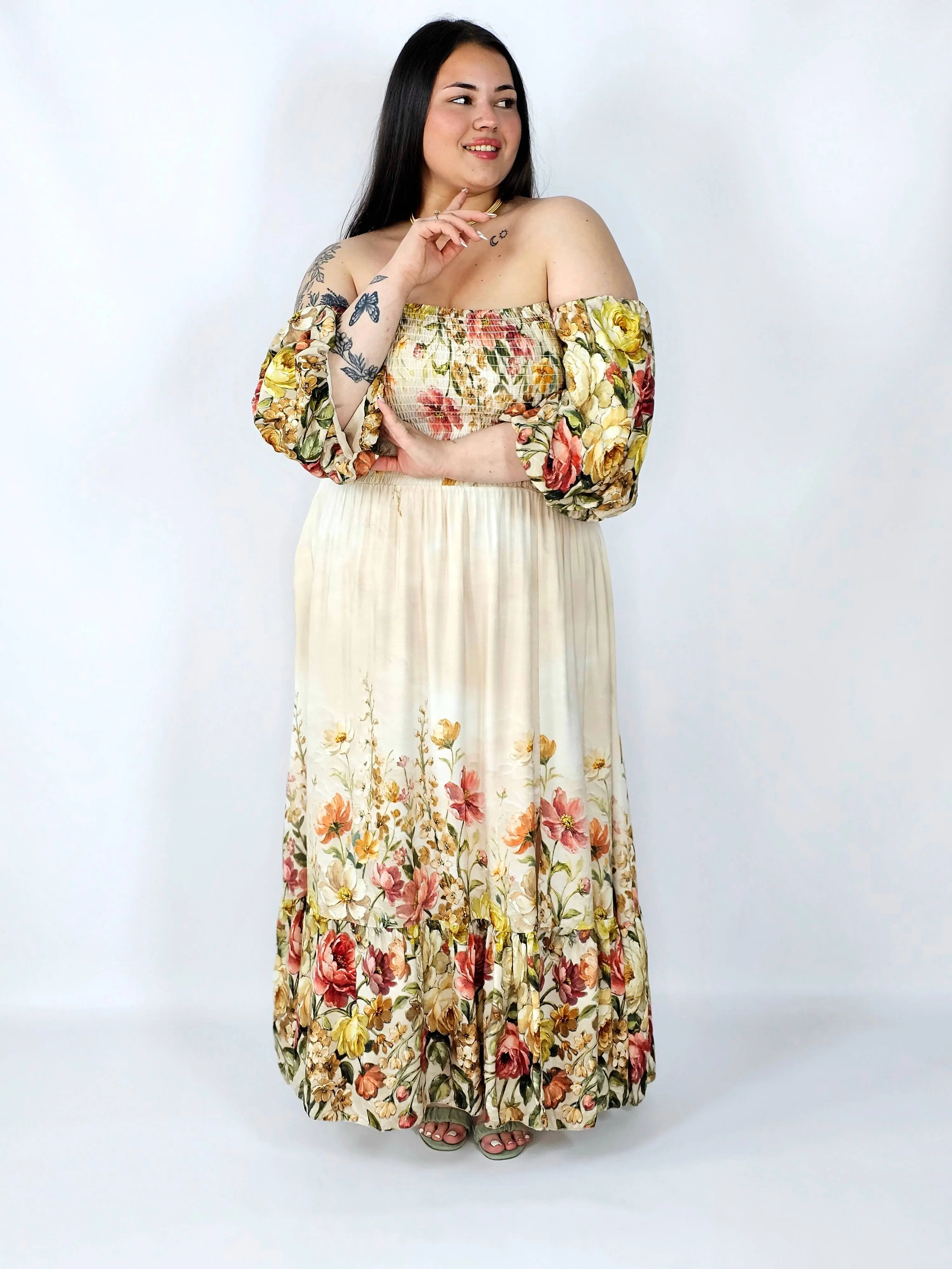 Sukienka plus size hiszpanka z marszczeniem i odkrytymi ramionami - Image 2