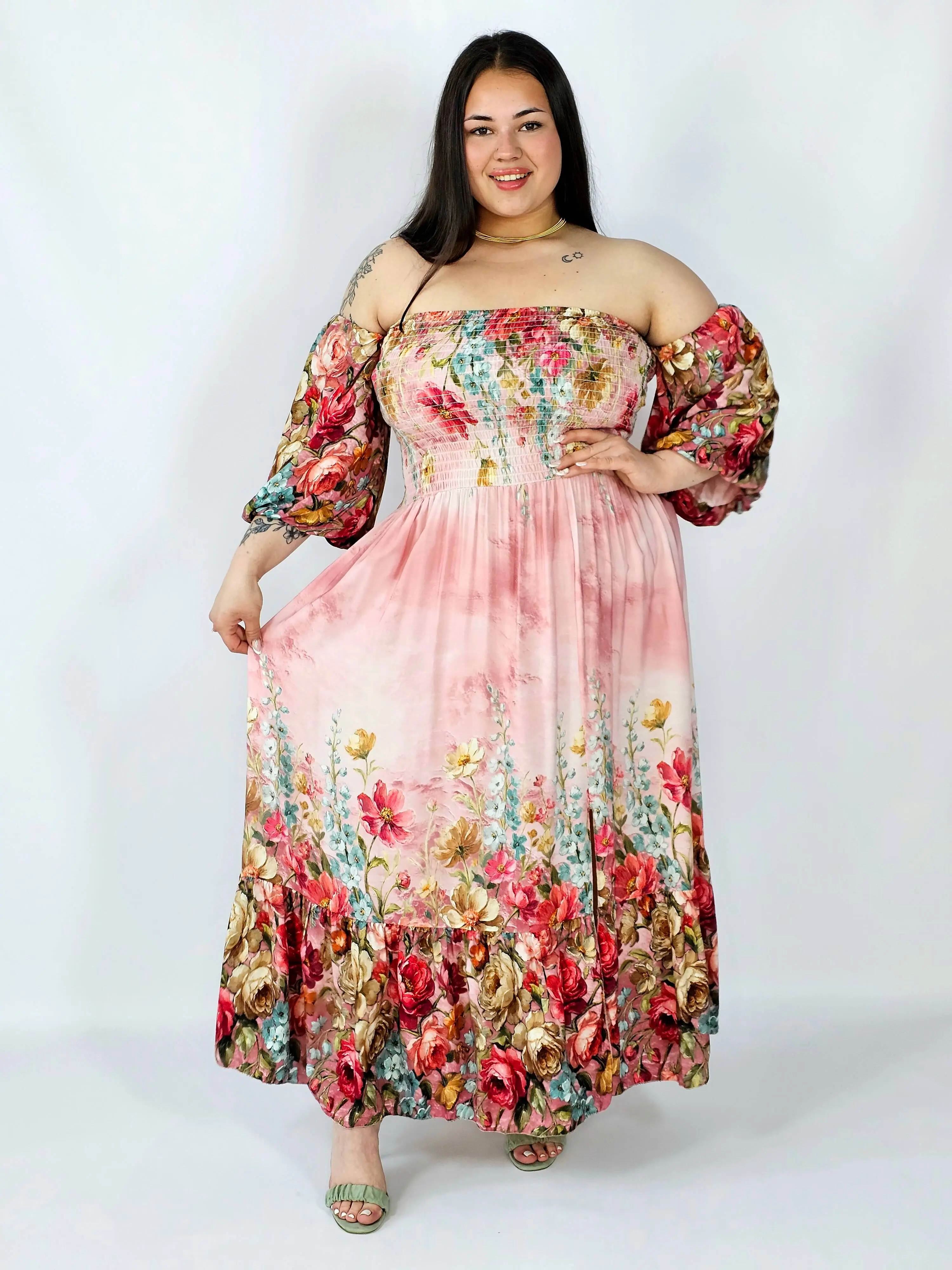 Sukienka plus size hiszpanka z marszczeniem i odkrytymi ramionami - Image 20