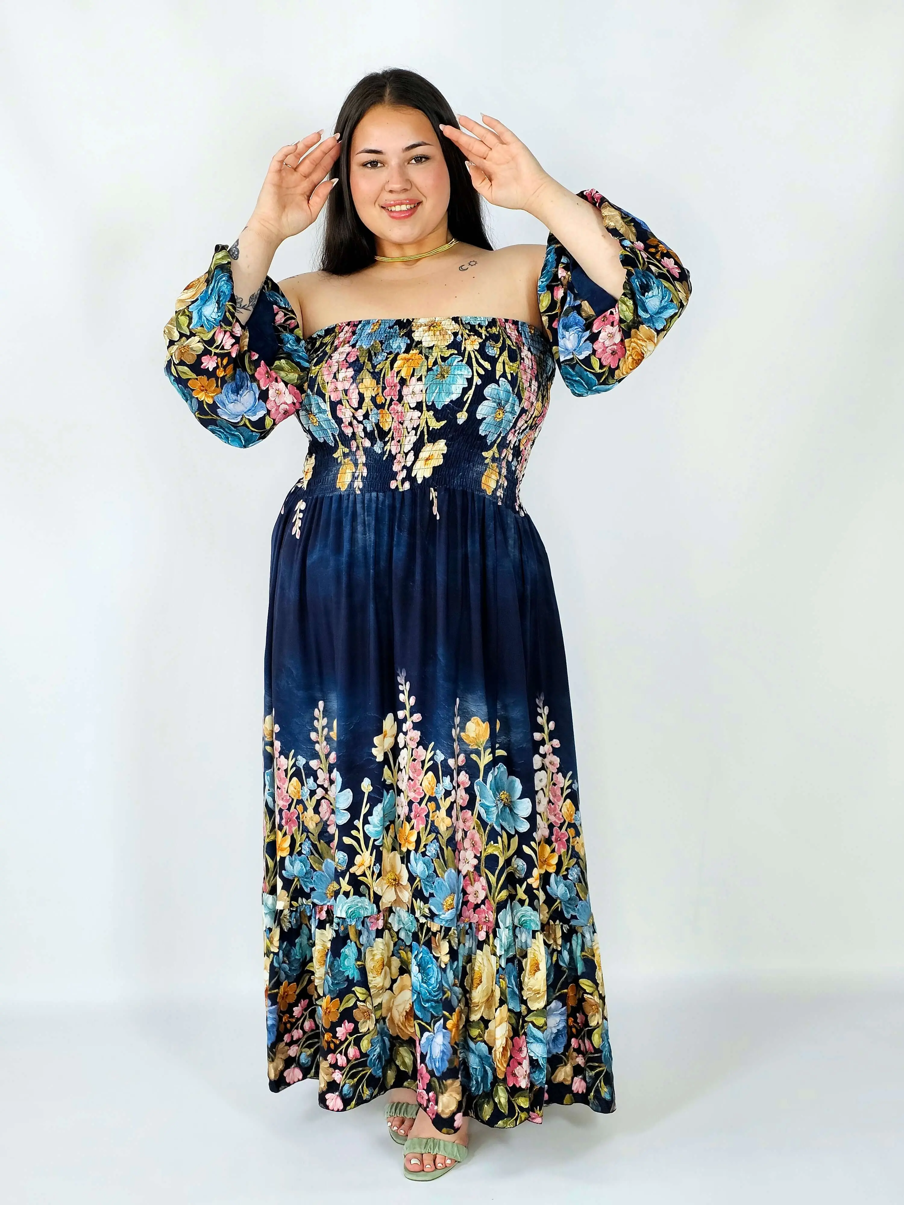 Sukienka plus size hiszpanka z marszczeniem i odkrytymi ramionami - Image 22