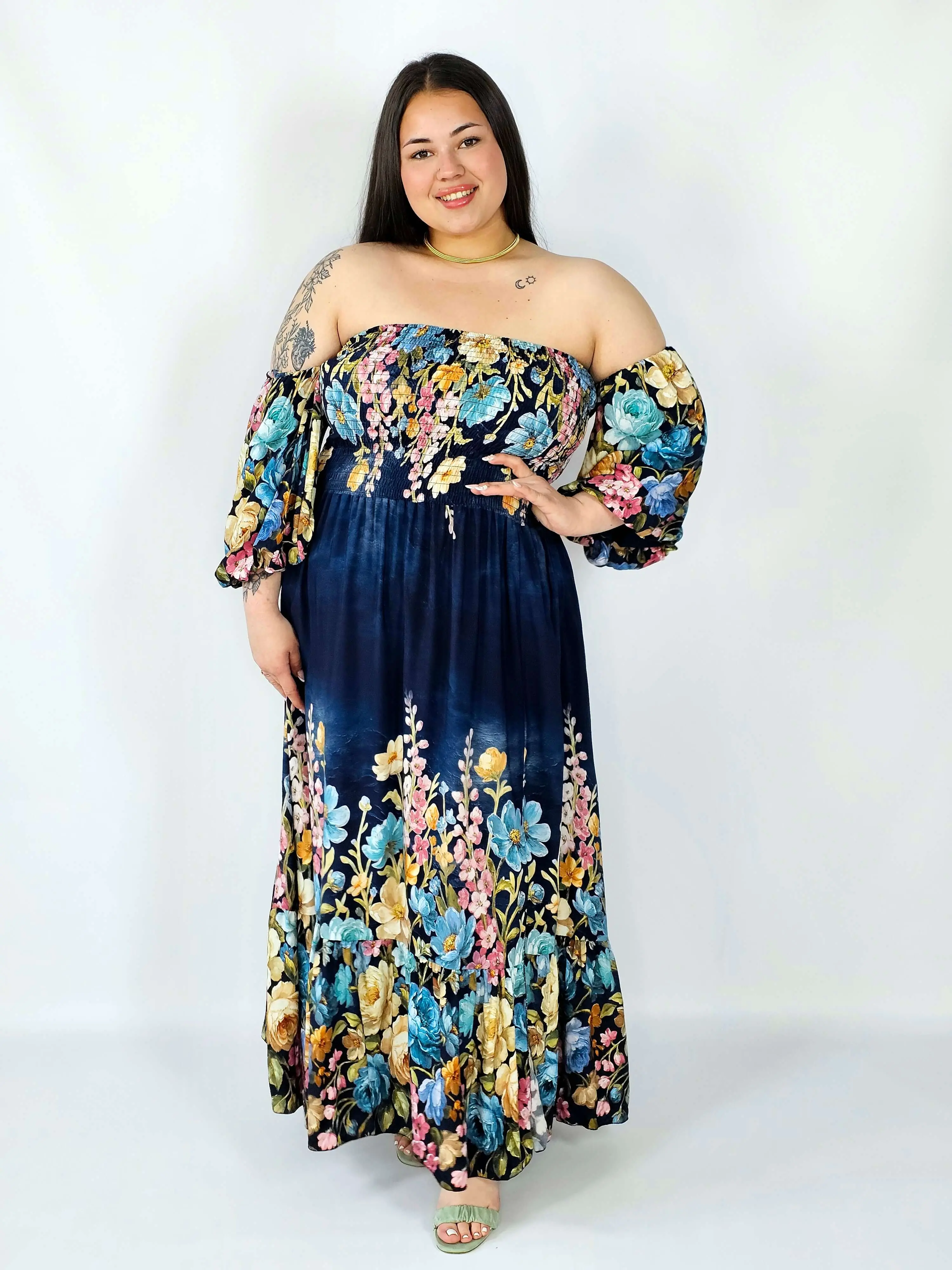 Sukienka plus size hiszpanka z marszczeniem i odkrytymi ramionami - Image 23