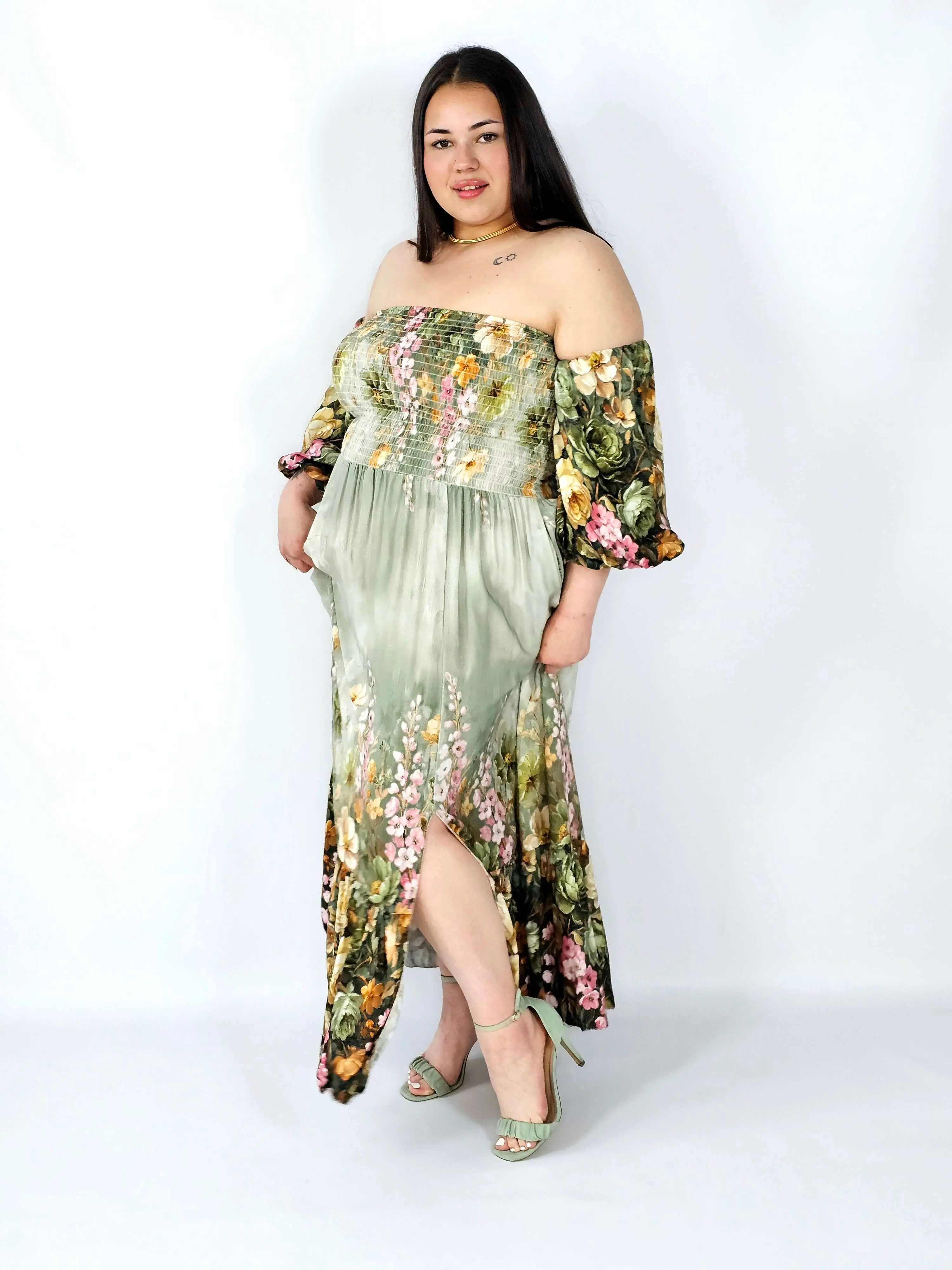 Sukienka plus size hiszpanka z marszczeniem i odkrytymi ramionami - Image 27
