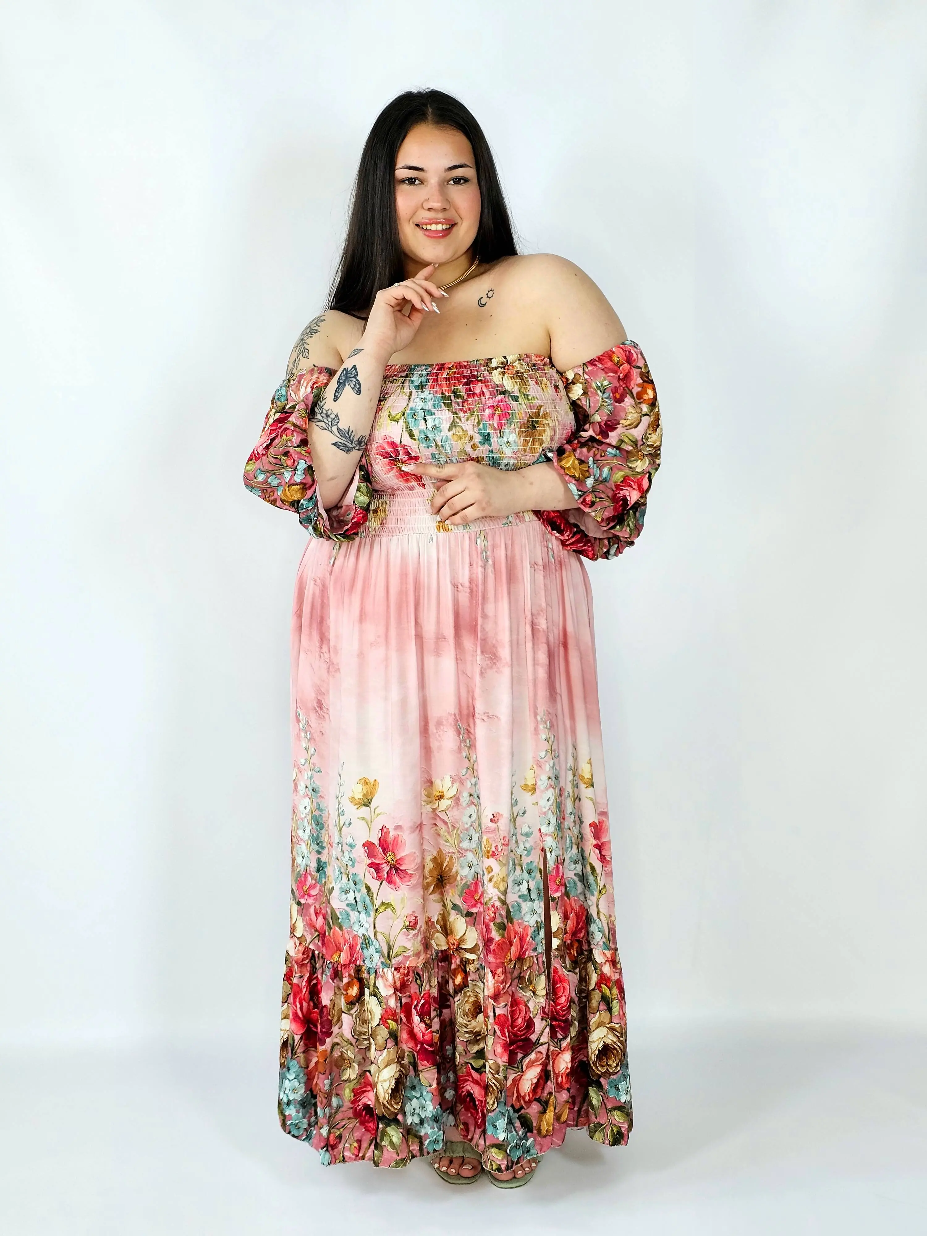 Sukienka plus size hiszpanka z marszczeniem i odkrytymi ramionami - Image 3