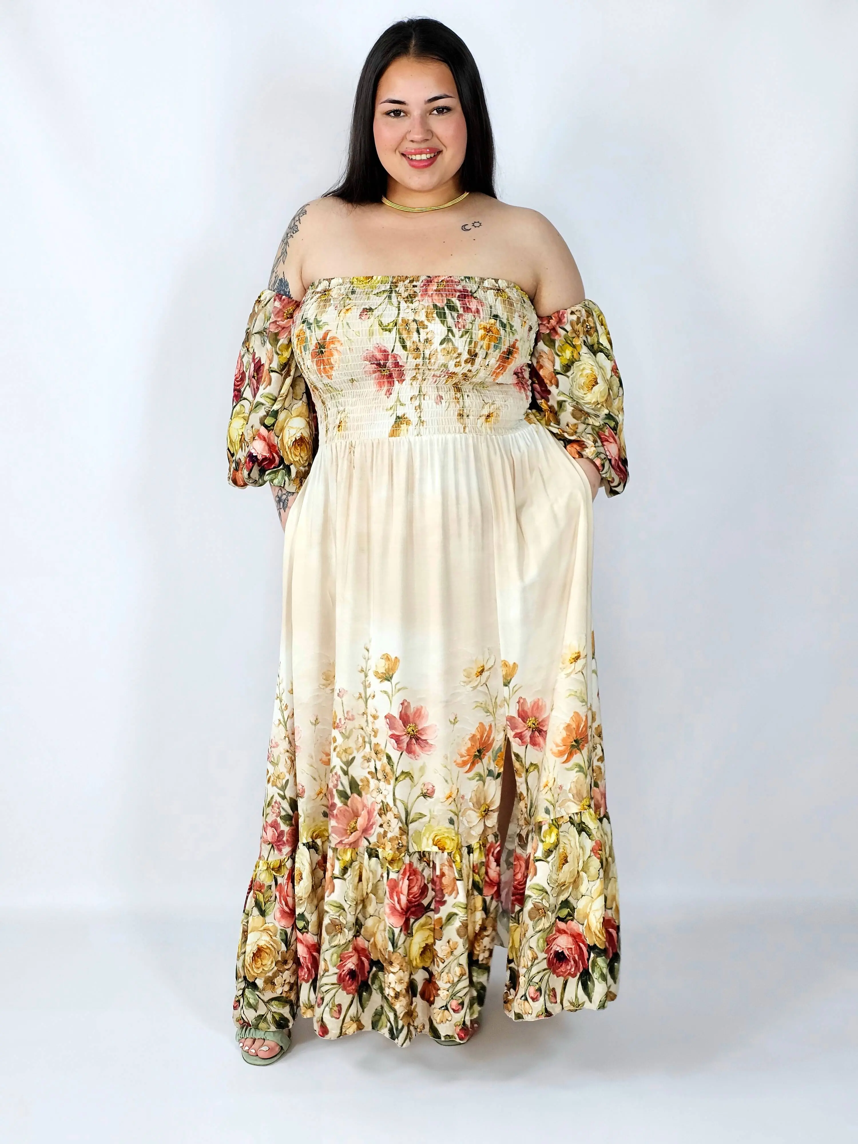 Sukienka plus size hiszpanka z marszczeniem i odkrytymi ramionami - Image 7