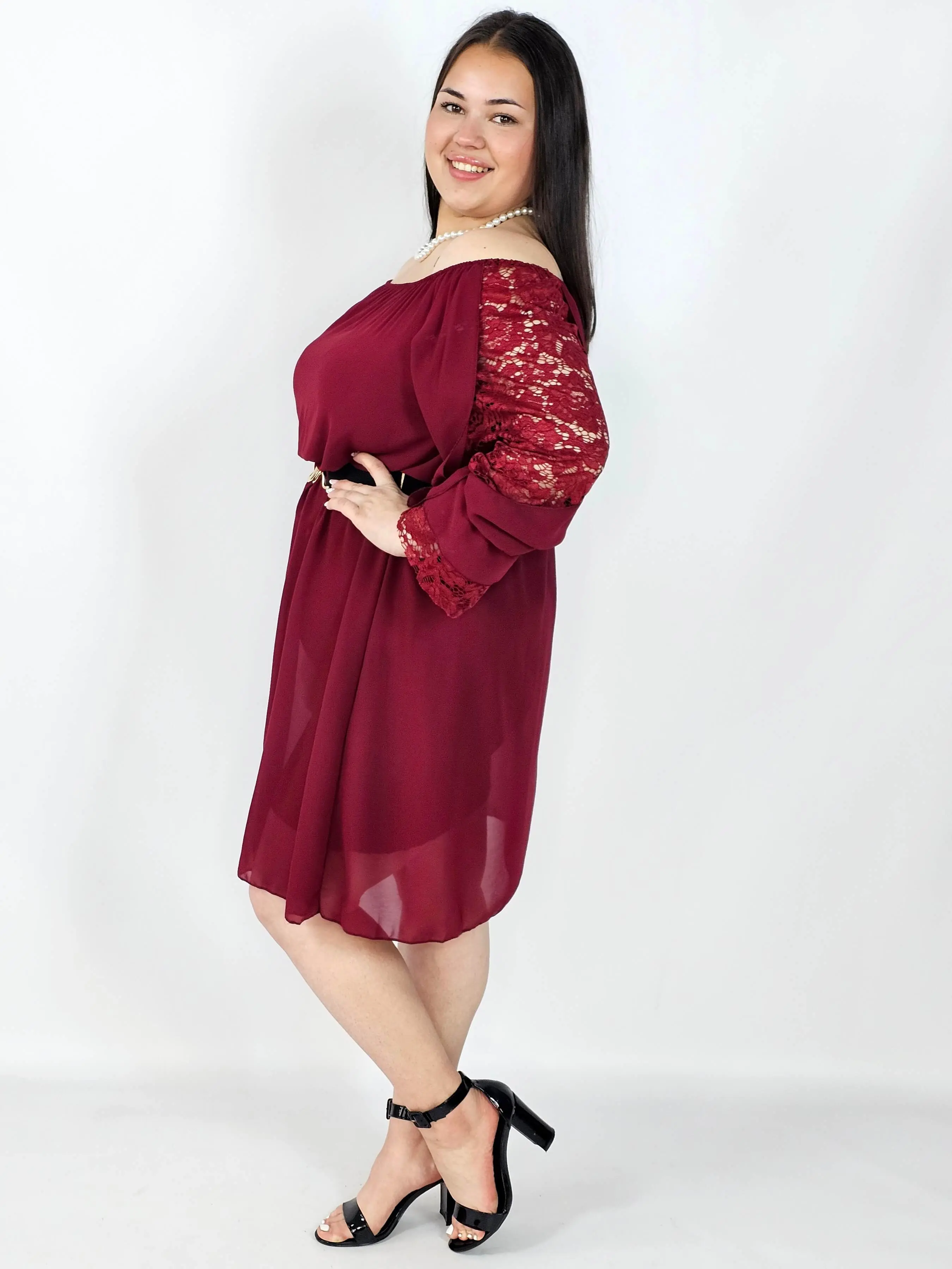 Sukienka Plus Size z koronkowymi rękawami - Hiszpanka - Image 8