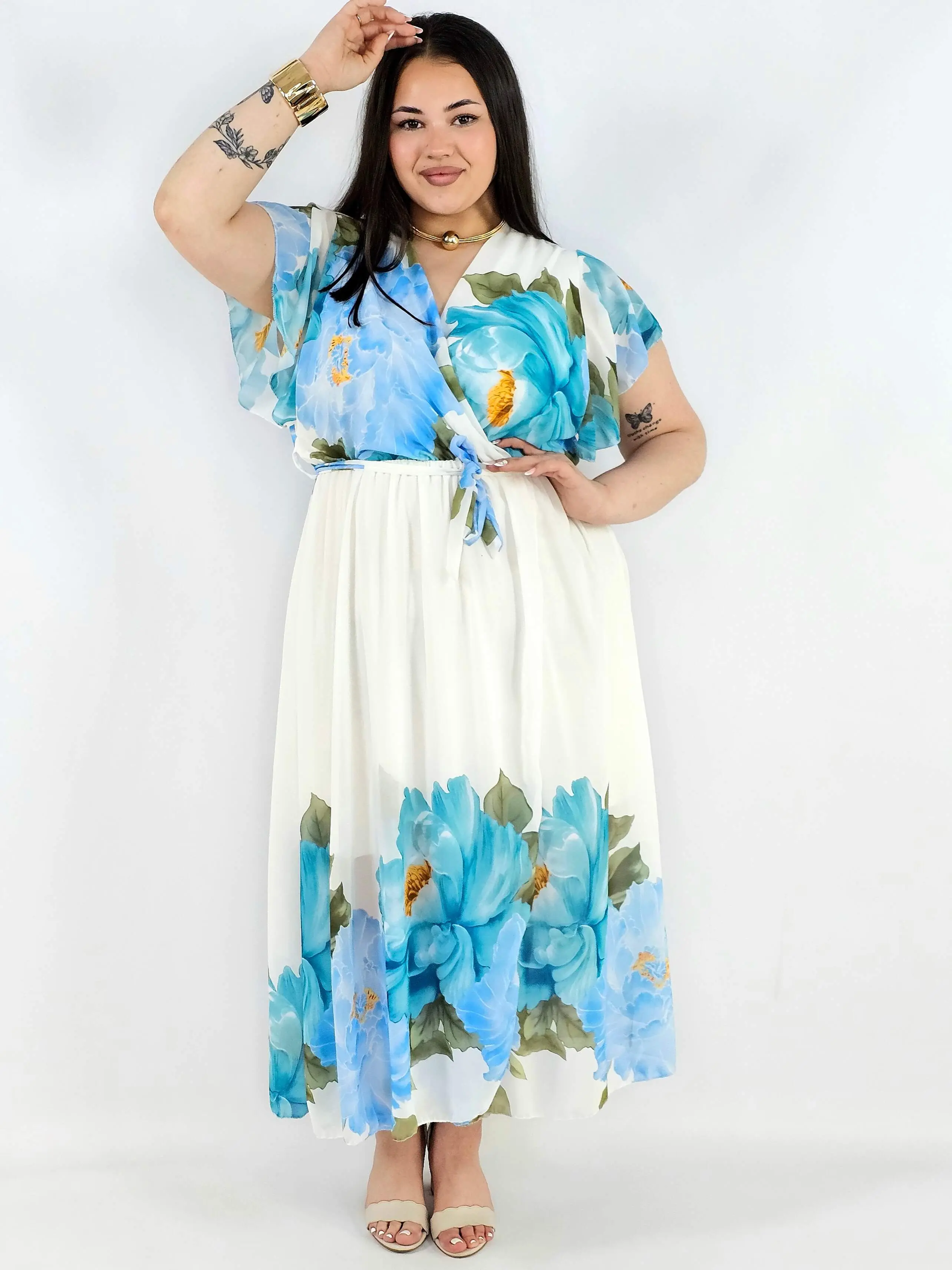 Sukienka plus size kopertowa XXL – elegancka i zwiewna propozycja na komunię i wesele - Image 2