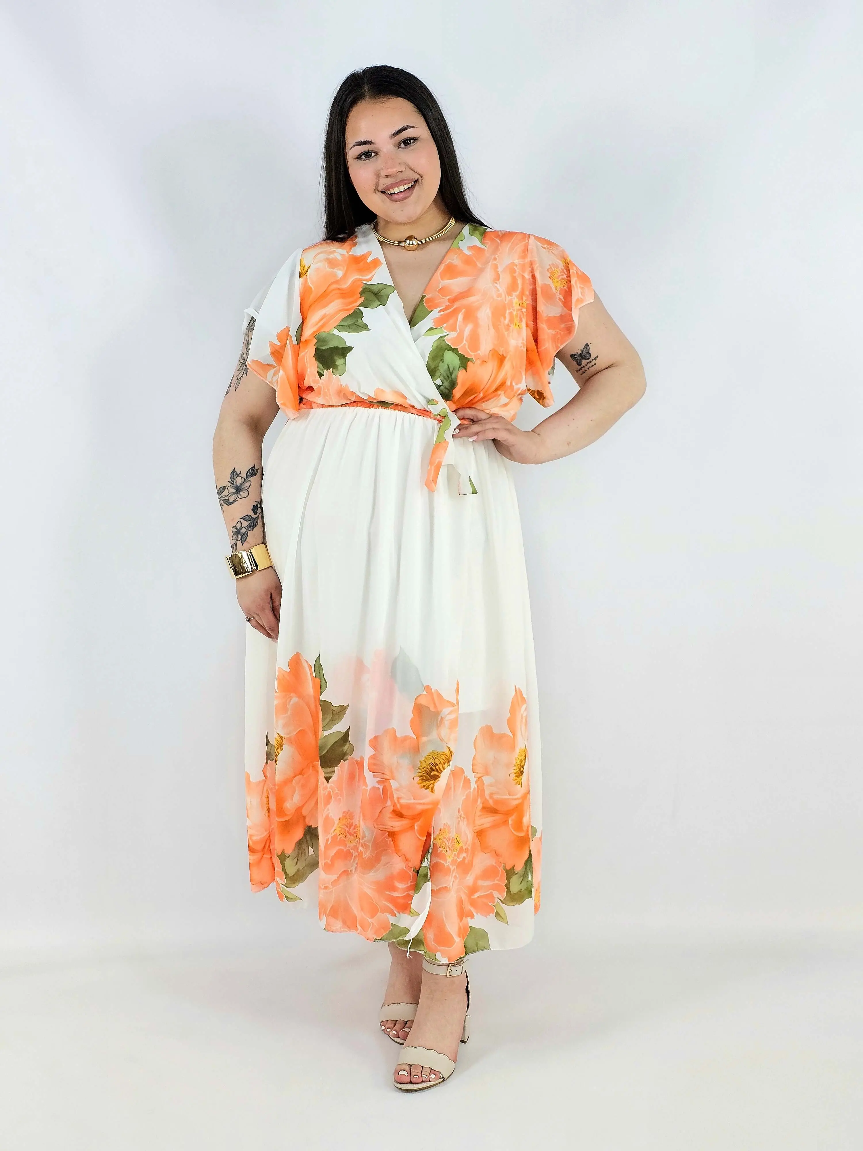 Sukienka plus size kopertowa XXL – elegancka i zwiewna propozycja na komunię i wesele - Image 2