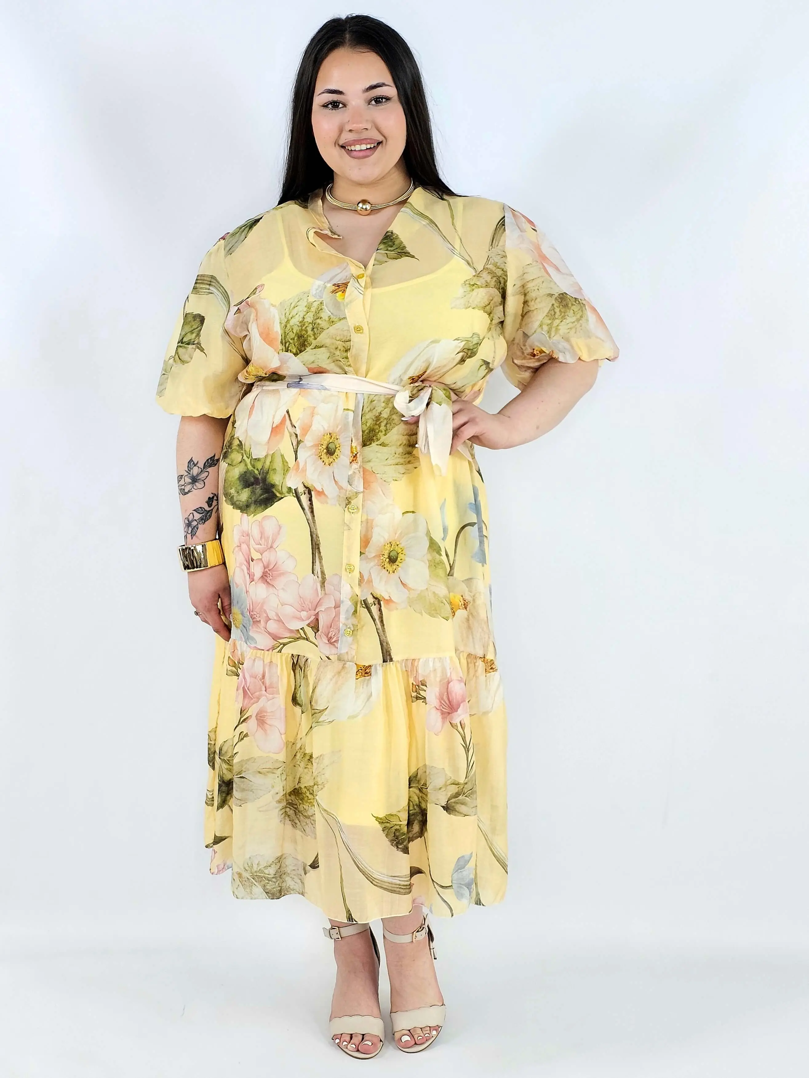 Sukienka plus size koszulowa w kwiaty XXL – elegancja i lekkość na komunię i wesele - Image 16