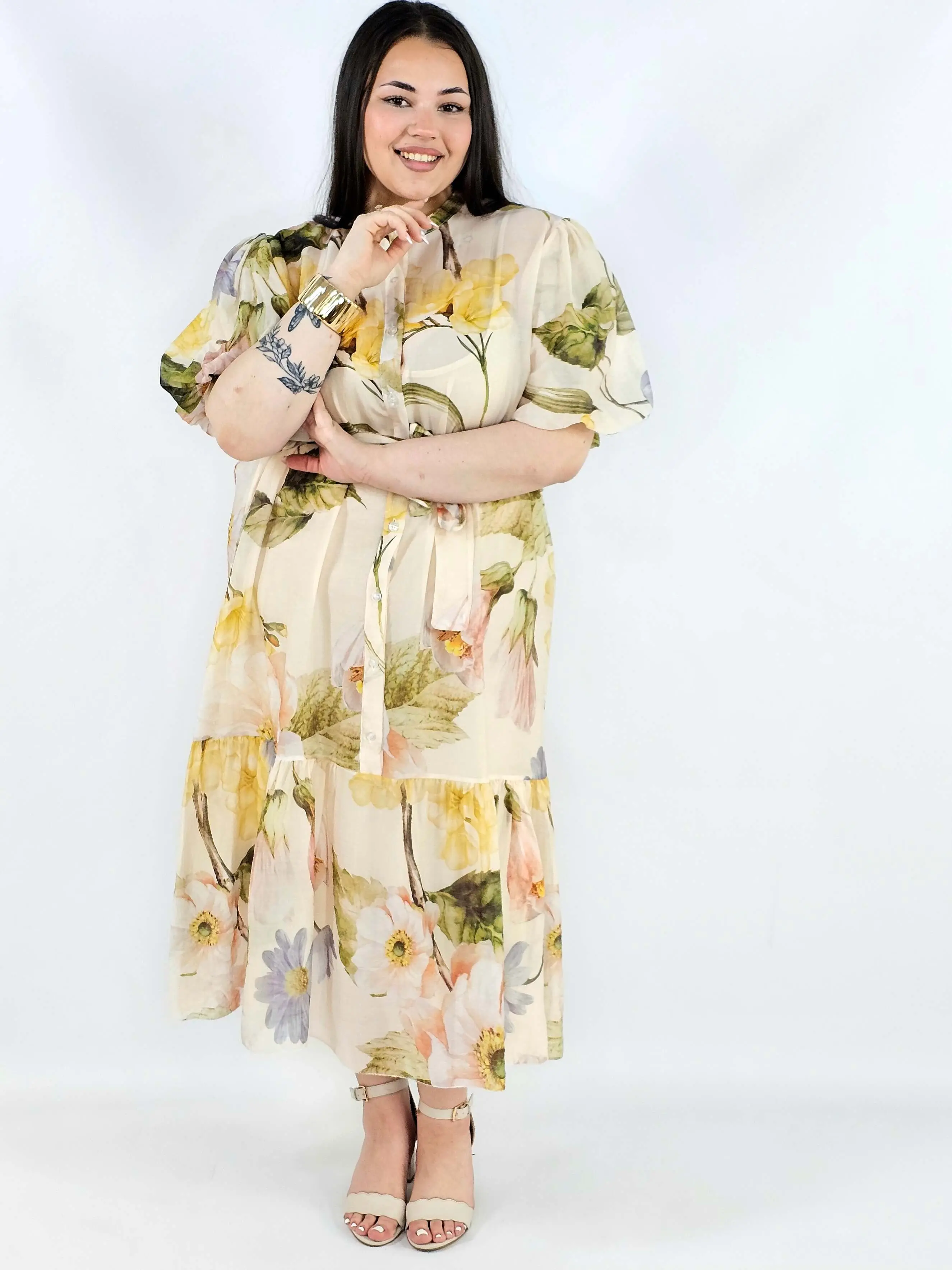 Sukienka plus size koszulowa w kwiaty XXL – elegancja i lekkość na komunię i wesele - Image 23