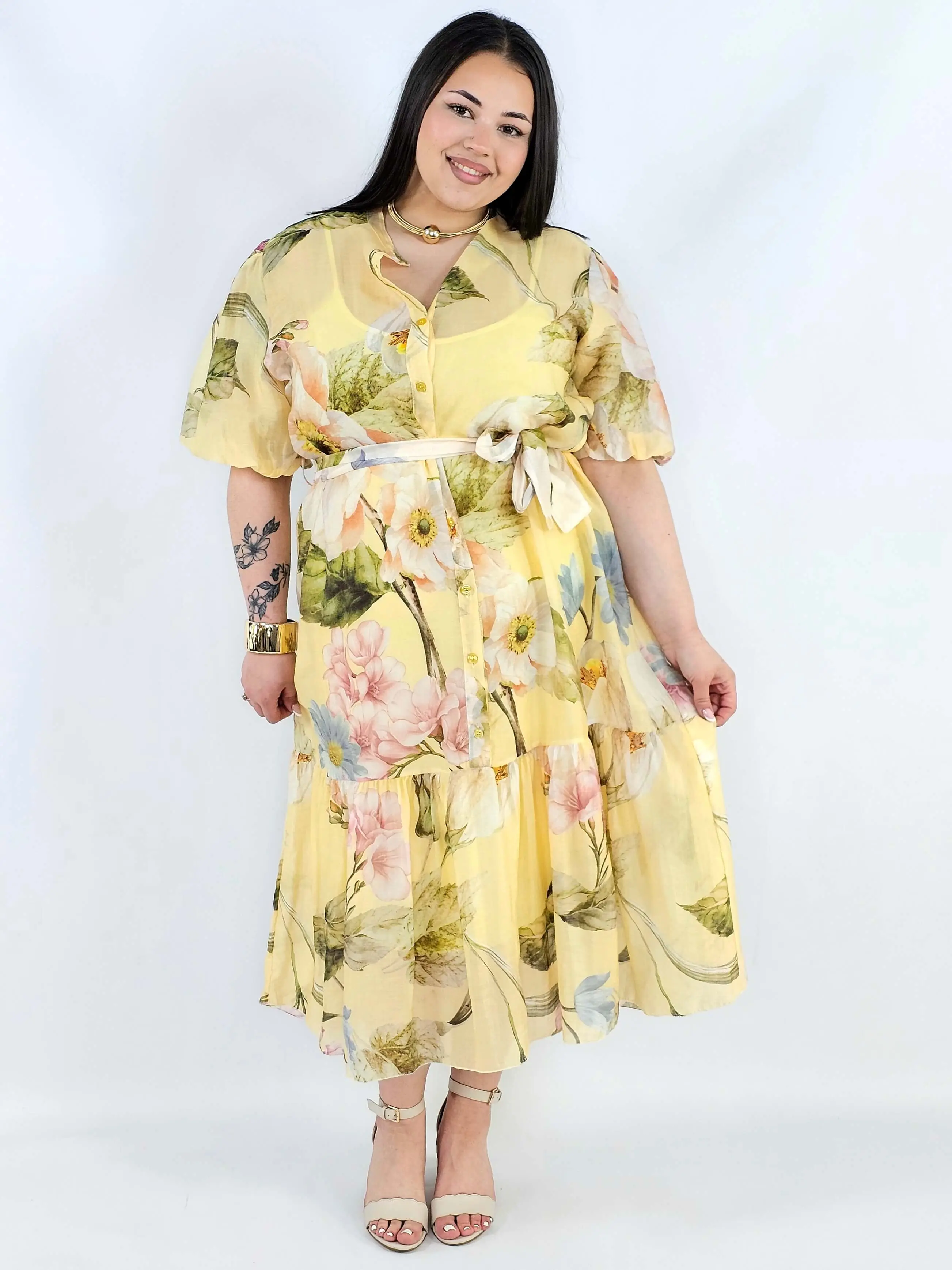 Sukienka plus size koszulowa w kwiaty XXL – elegancja i lekkość na komunię i wesele - Image 4
