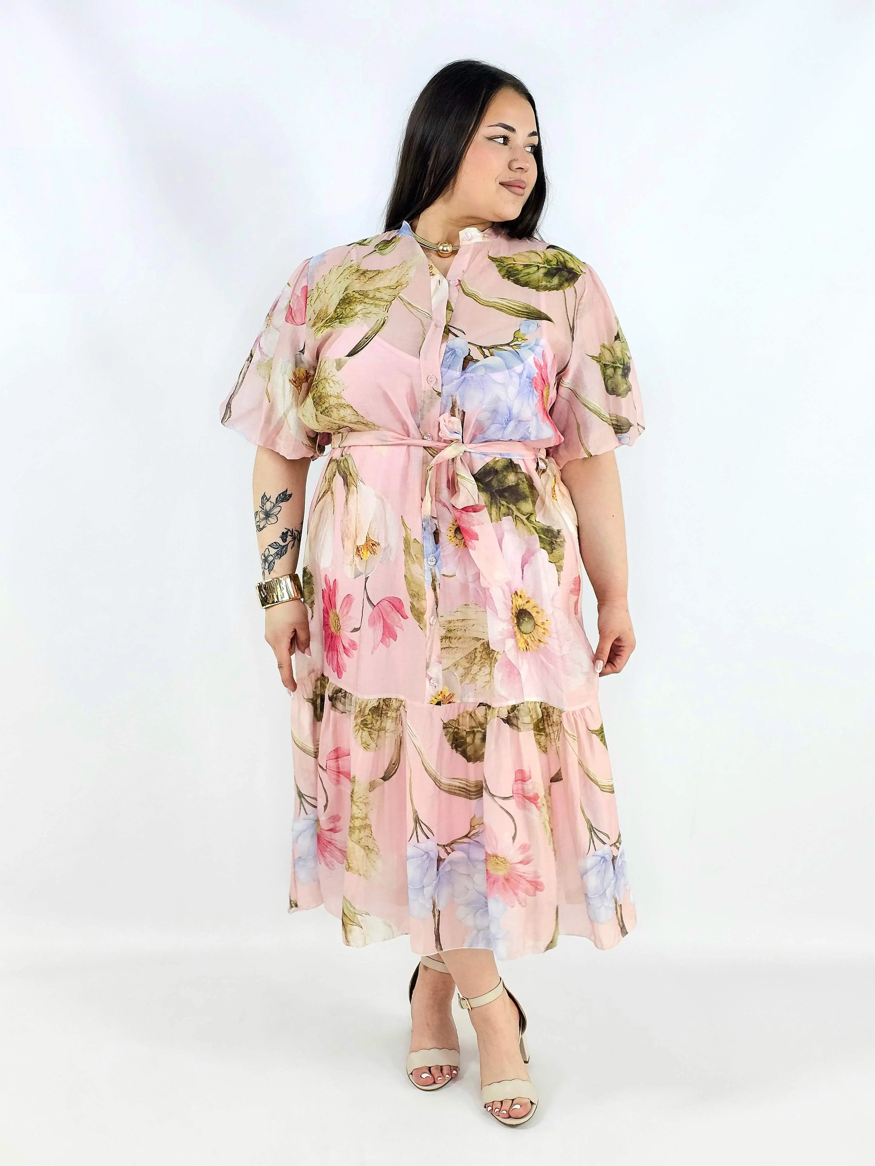 Sukienka plus size koszulowa w kwiaty XXL – elegancja i lekkość na komunię i wesele - Image 6