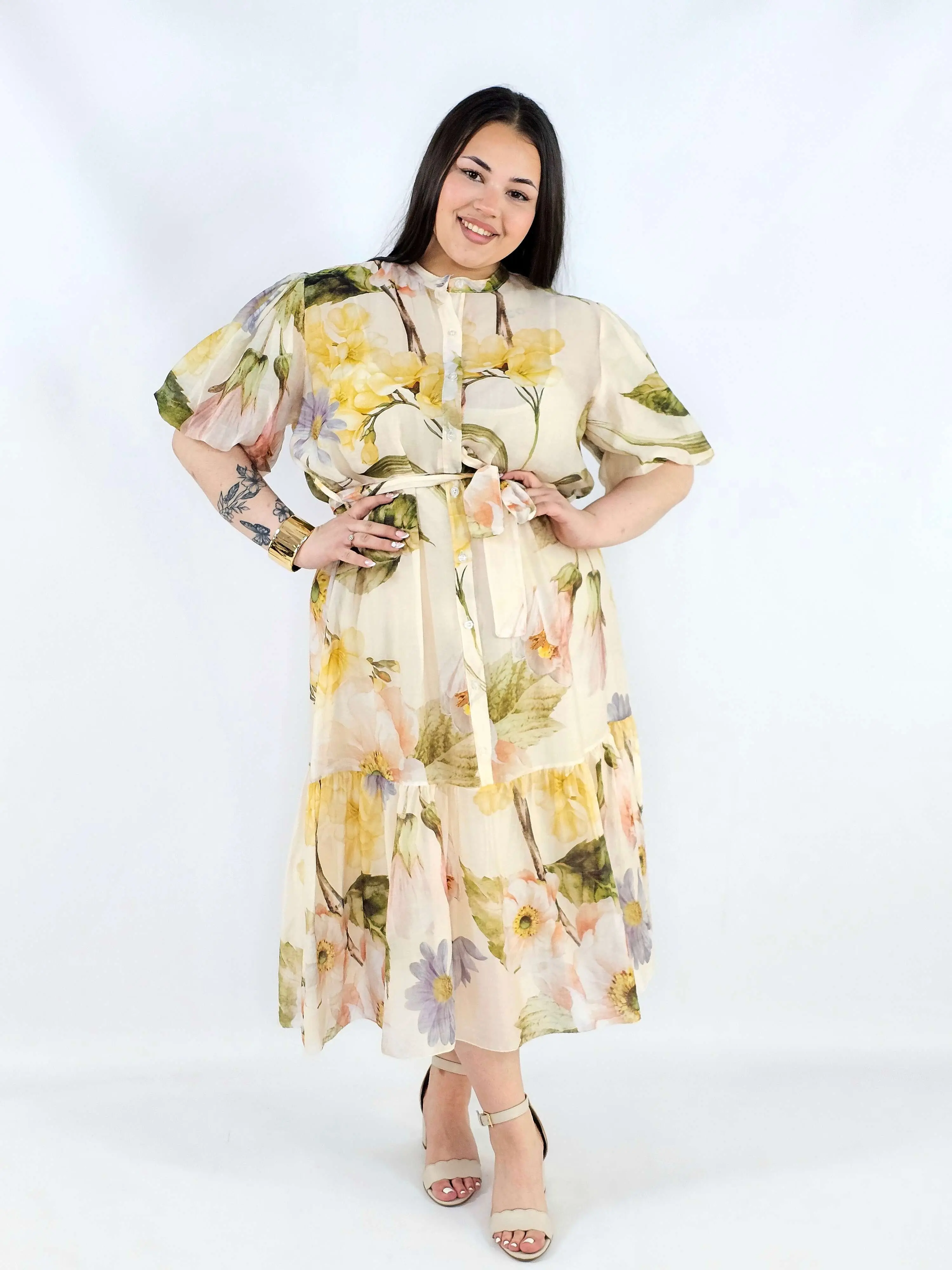 Sukienka plus size koszulowa w kwiaty XXL – elegancja i lekkość na komunię i wesele - Image 7