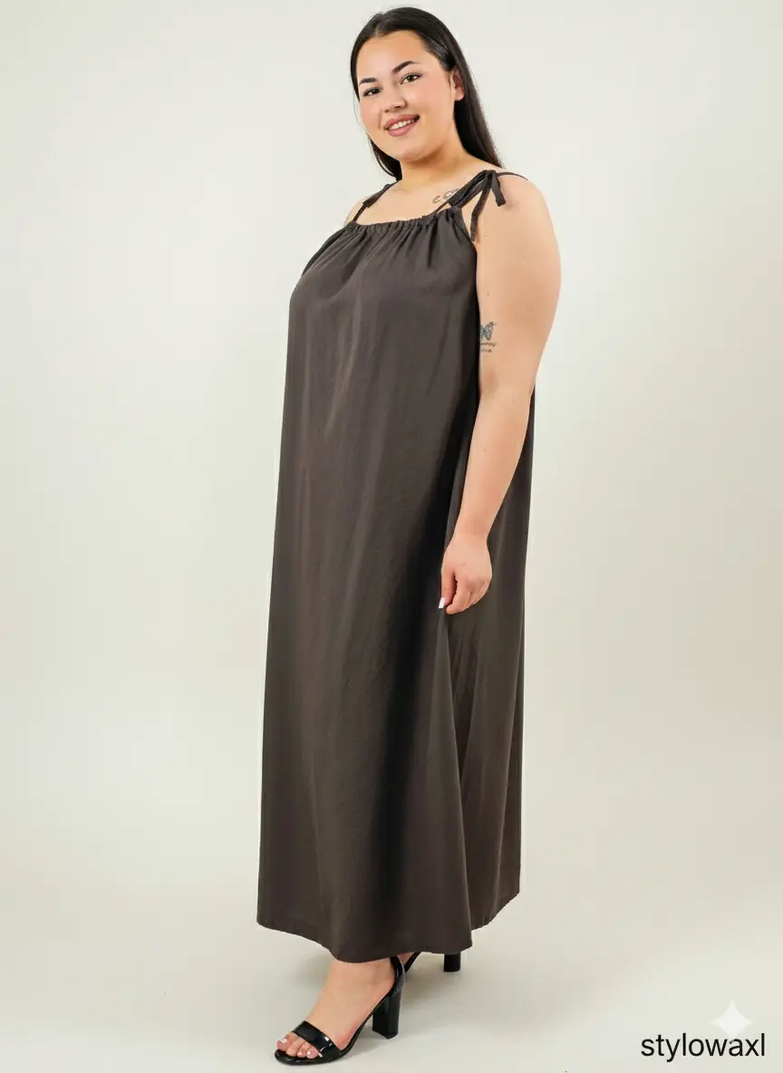 Sukienka plus size maxi na ramiączkach – lekka, zwiewna i wygodna XXL - Image 4