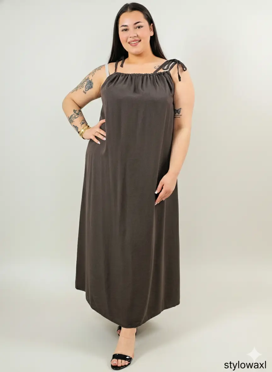 Sukienka plus size maxi na ramiączkach – lekka, zwiewna i wygodna XXL - Image 5