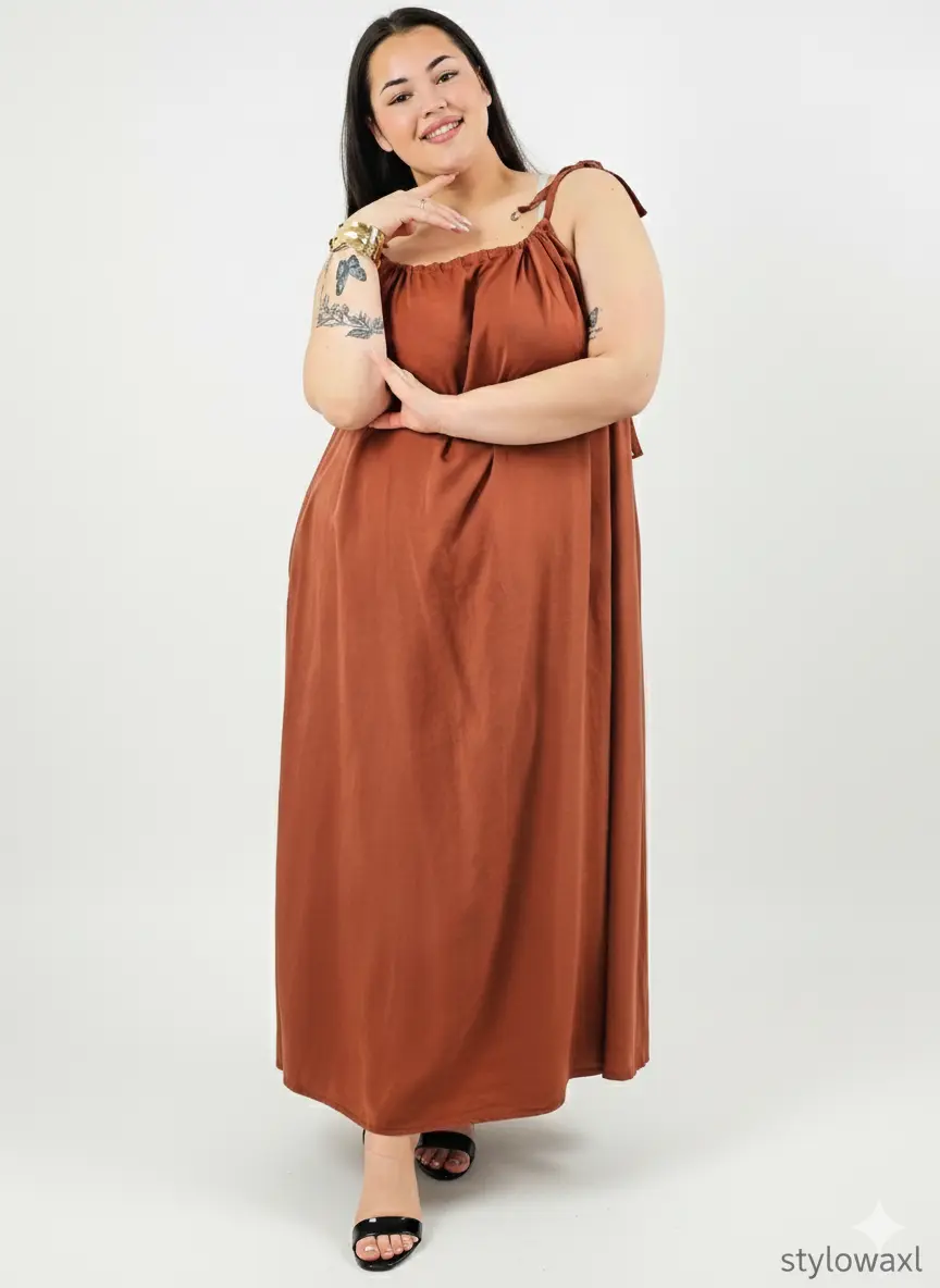 Sukienka plus size maxi na ramiączkach – lekka, zwiewna i wygodna XXL - Image 9