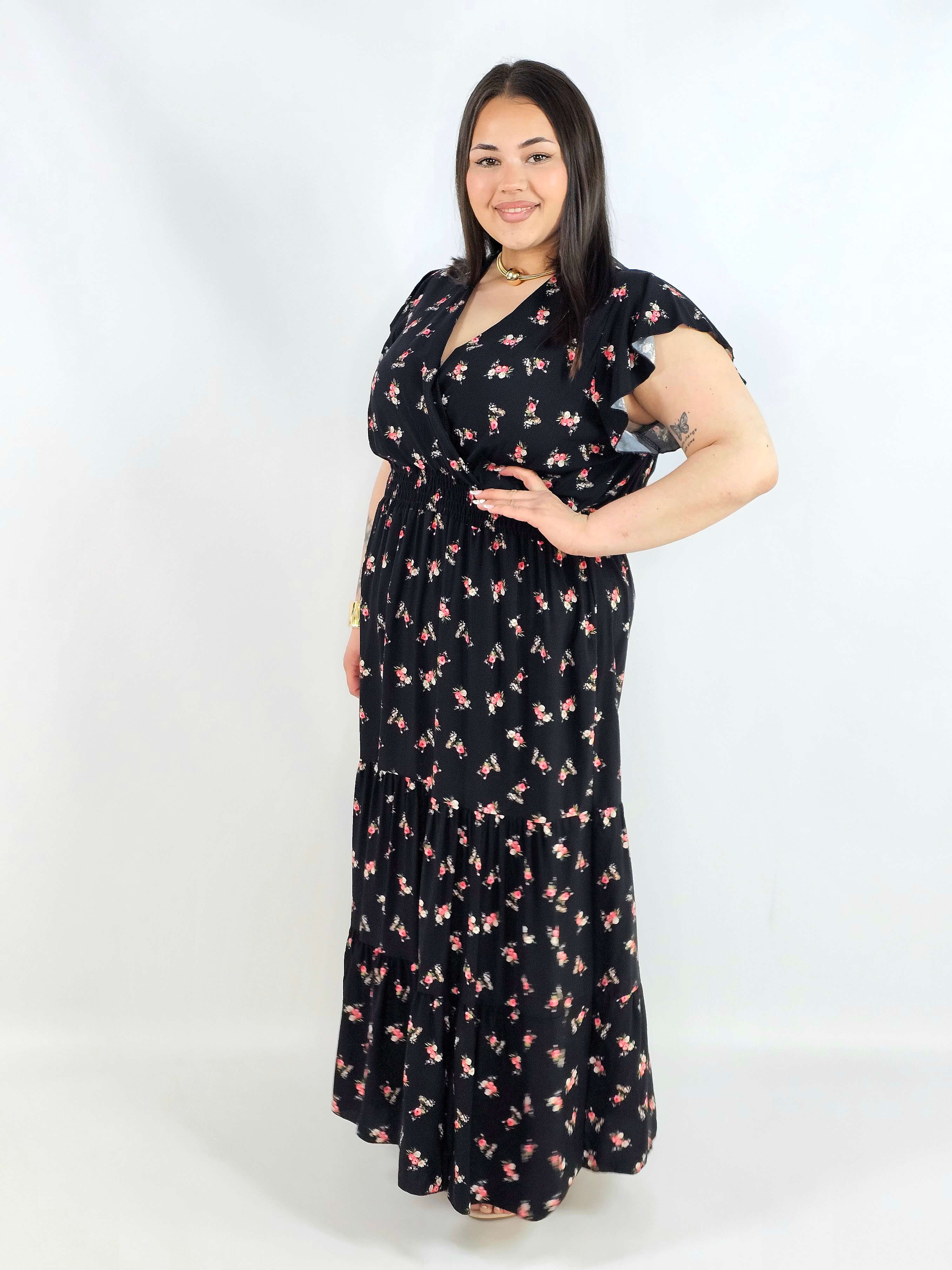Sukienka plus size maxi w drobne kwiaty XXL – elegancja na wiosnę i wyjątkowe okazje - Image 3