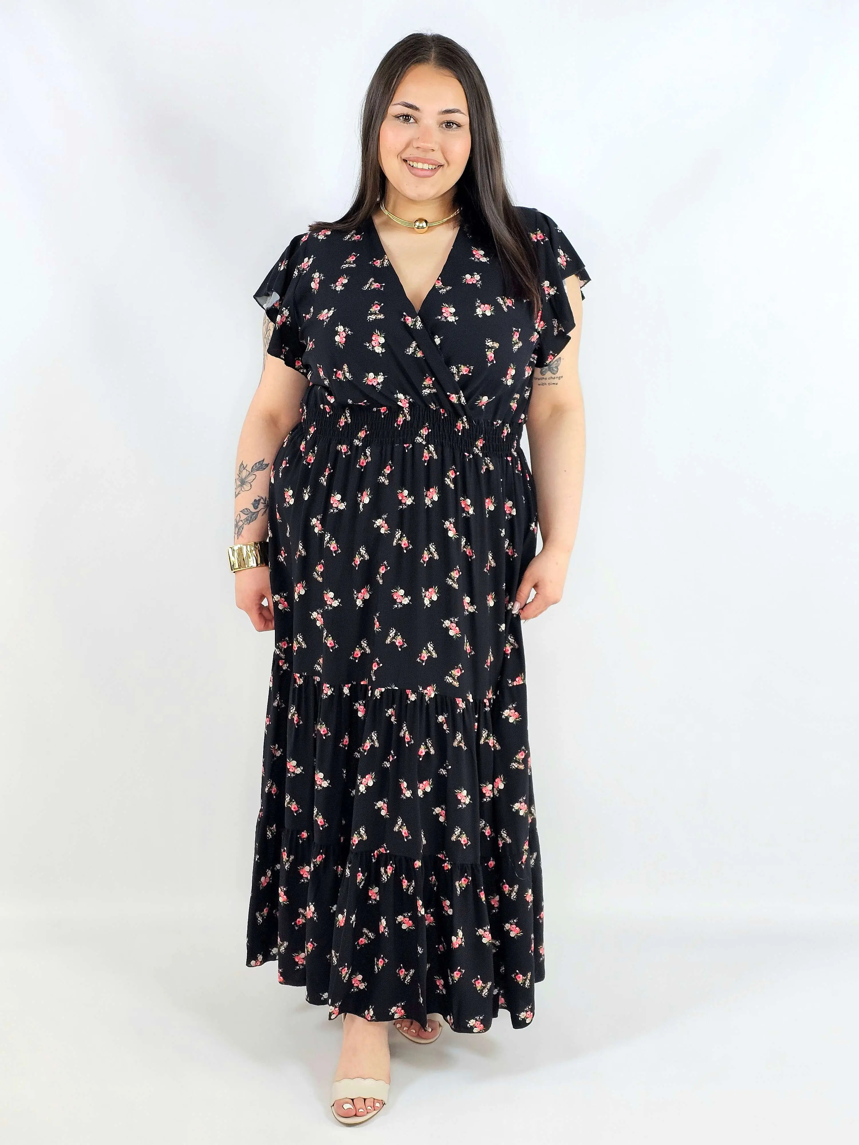 Sukienka plus size maxi w drobne kwiaty XXL – elegancja na wiosnę i wyjątkowe okazje - Image 4