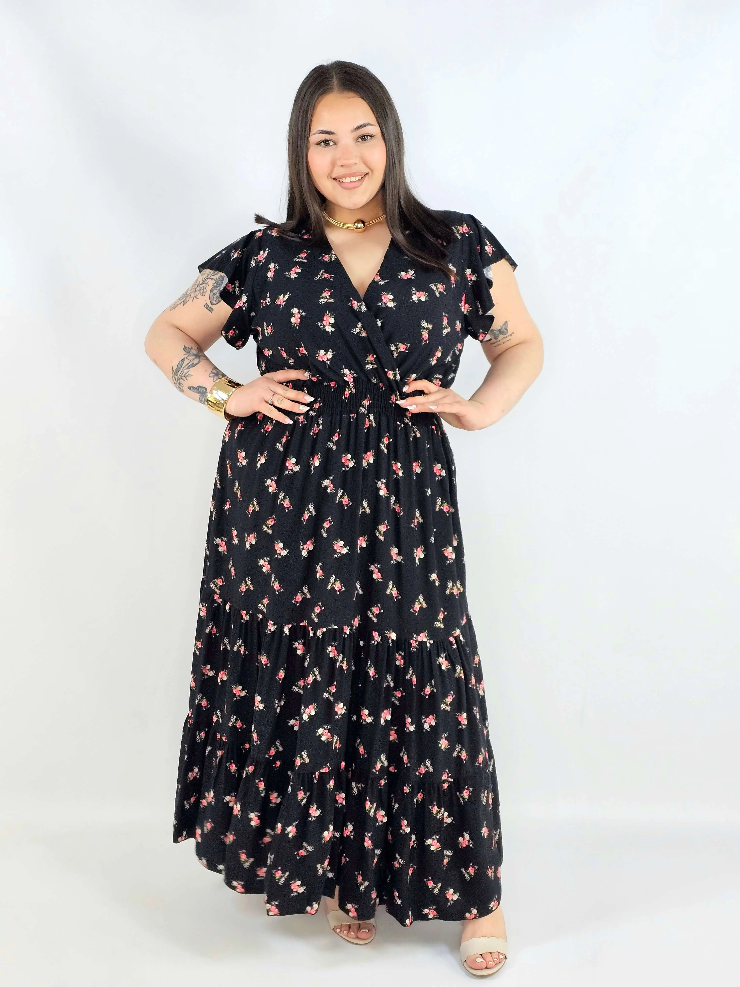 Sukienka plus size maxi w drobne kwiaty XXL – elegancja na wiosnę i wyjątkowe okazje - Image 5