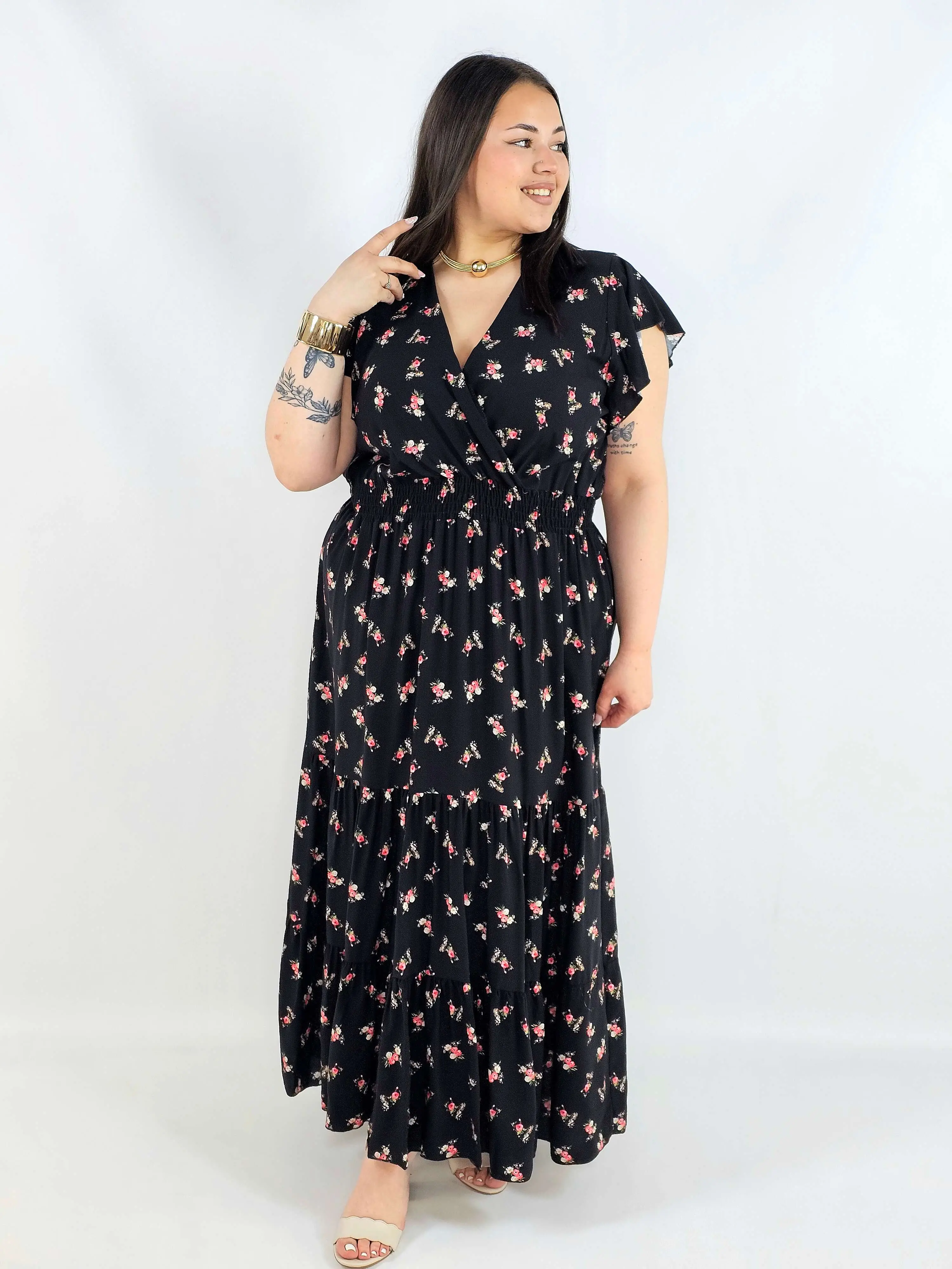 Sukienka plus size maxi w drobne kwiaty XXL – elegancja na wiosnę i wyjątkowe okazje - Image 6