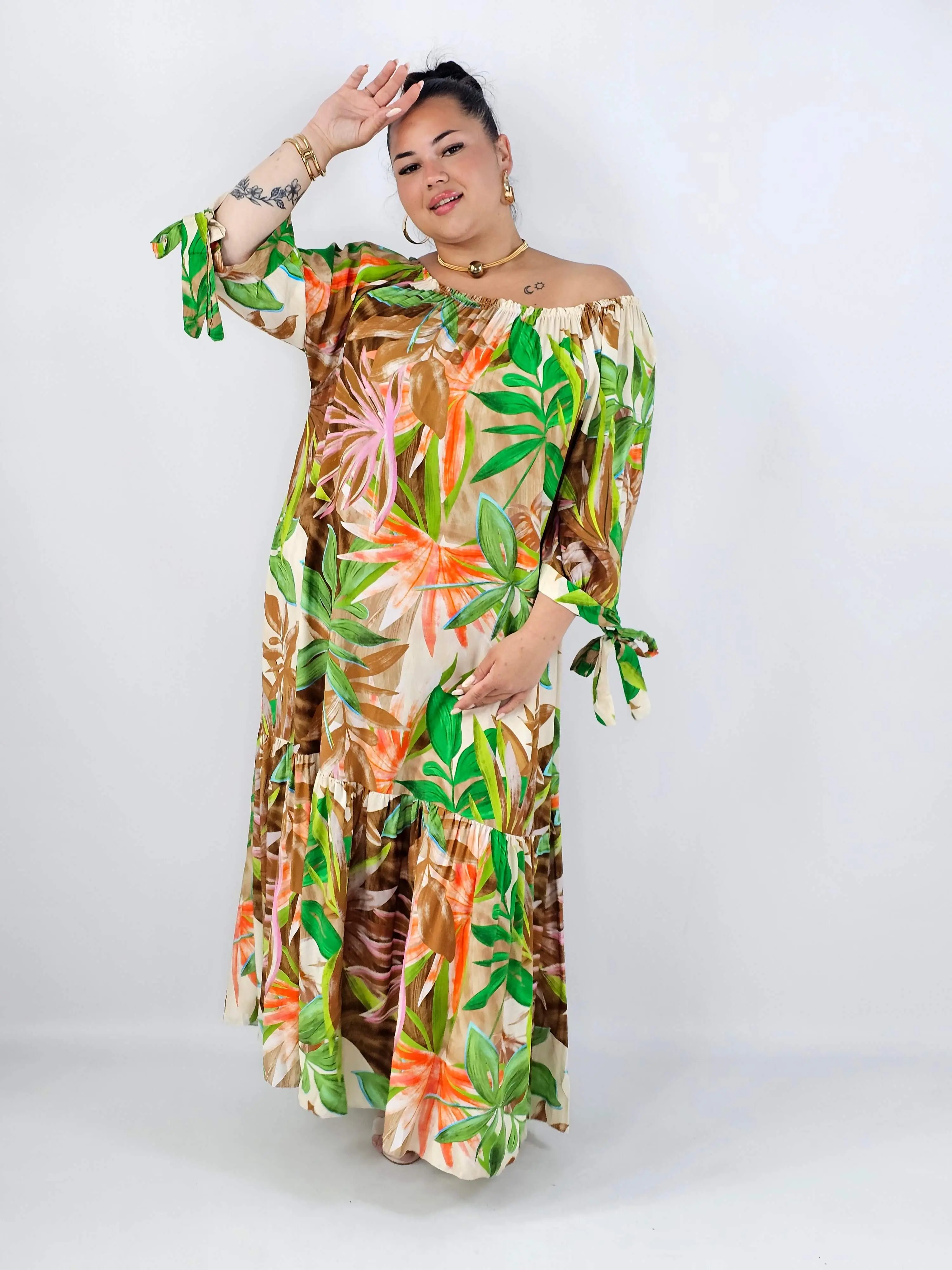 Sukienka plus size maxi w liście – zwiewna sukienka XXL hiszpanka - Image 7