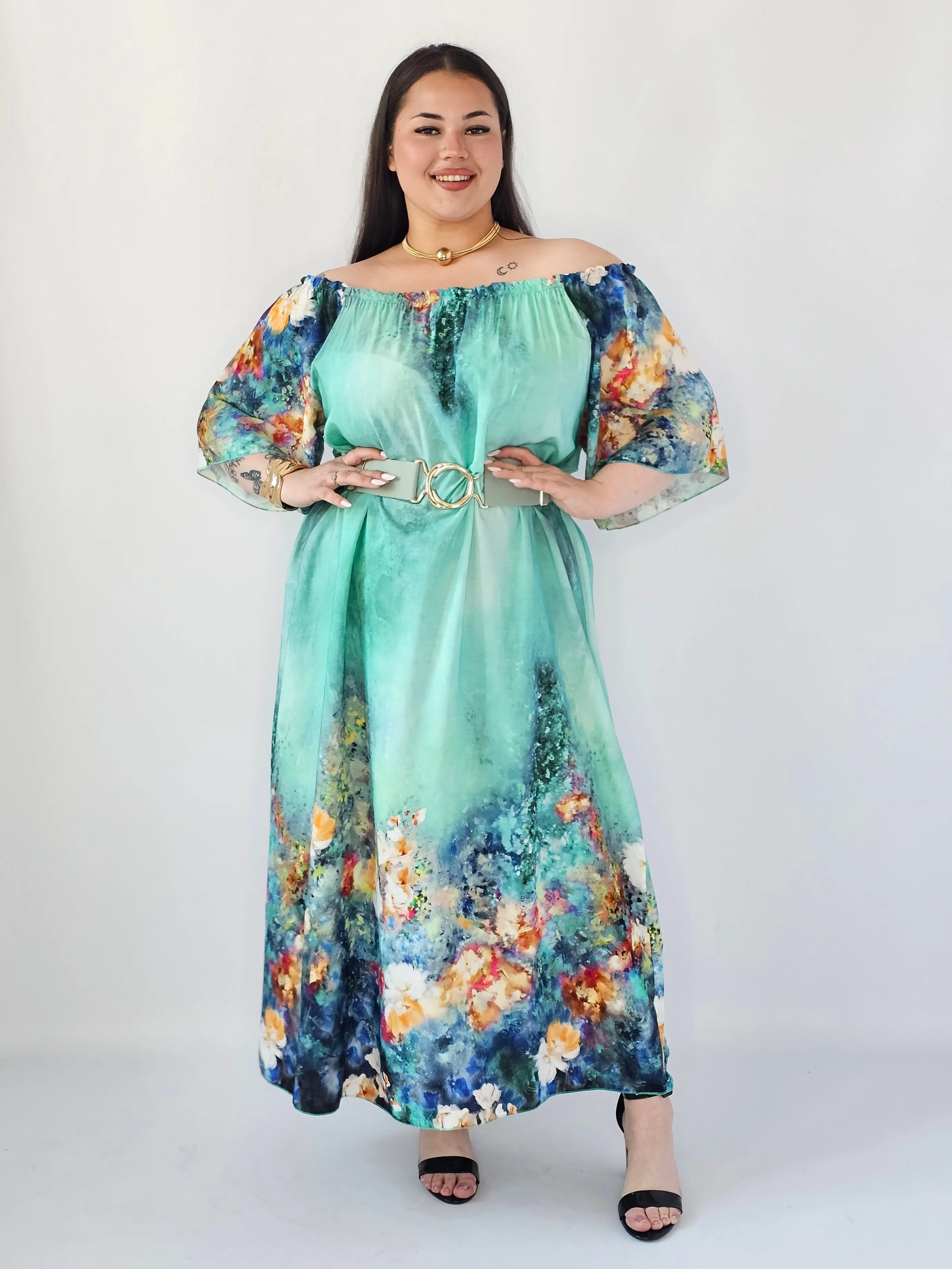 Sukienka Plus Size Maxi Z Artystycznym Printem – Lekka, Zwiewna I Wyjątkowa Stylowa XL - Image 3