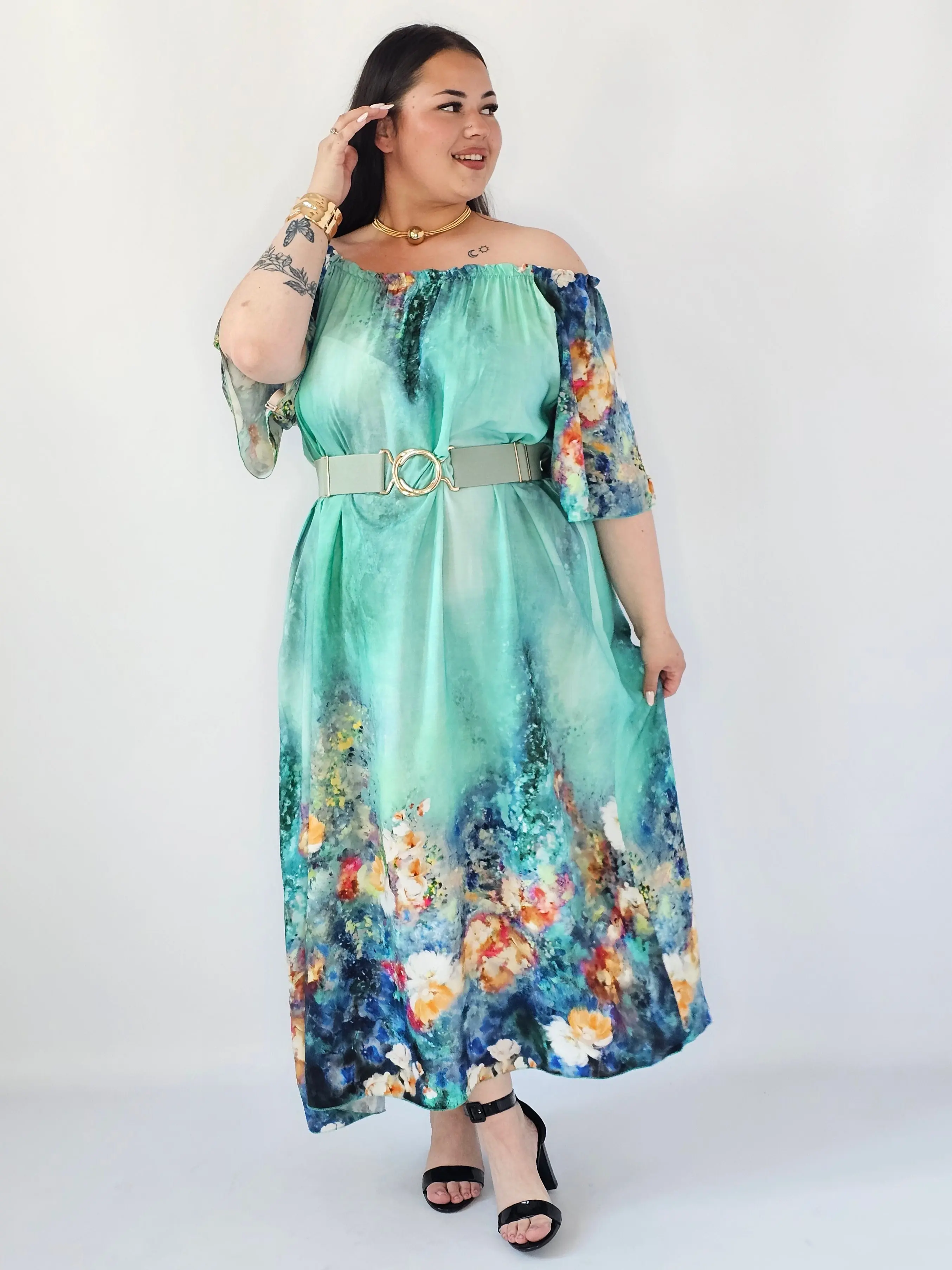 Sukienka Plus Size Maxi Z Artystycznym Printem – Lekka, Zwiewna I Wyjątkowa Stylowa XL - Image 4