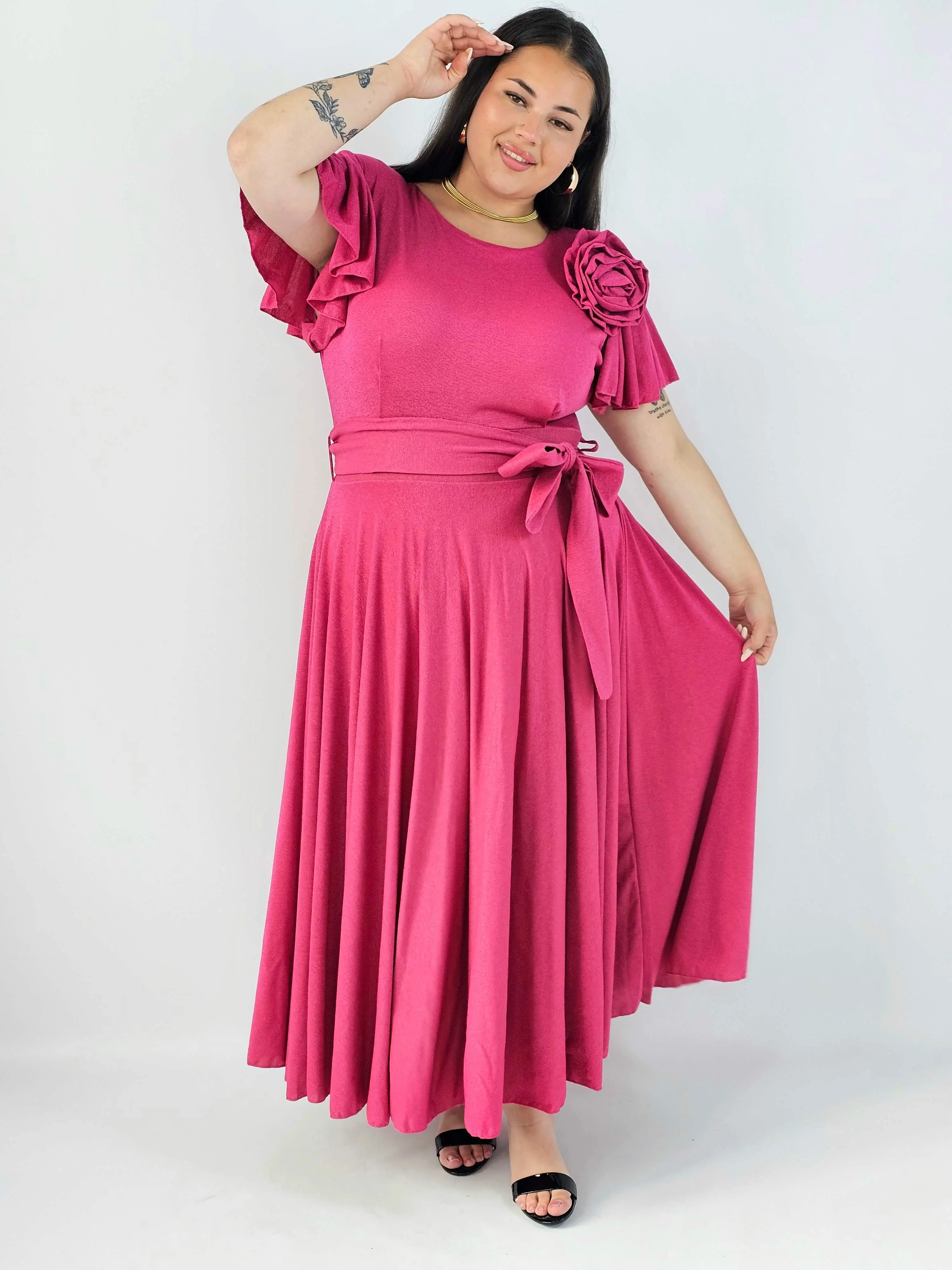 Sukienka plus size maxi z kwiatem XXL – elegancka sukienka wieczorowa - Image 11