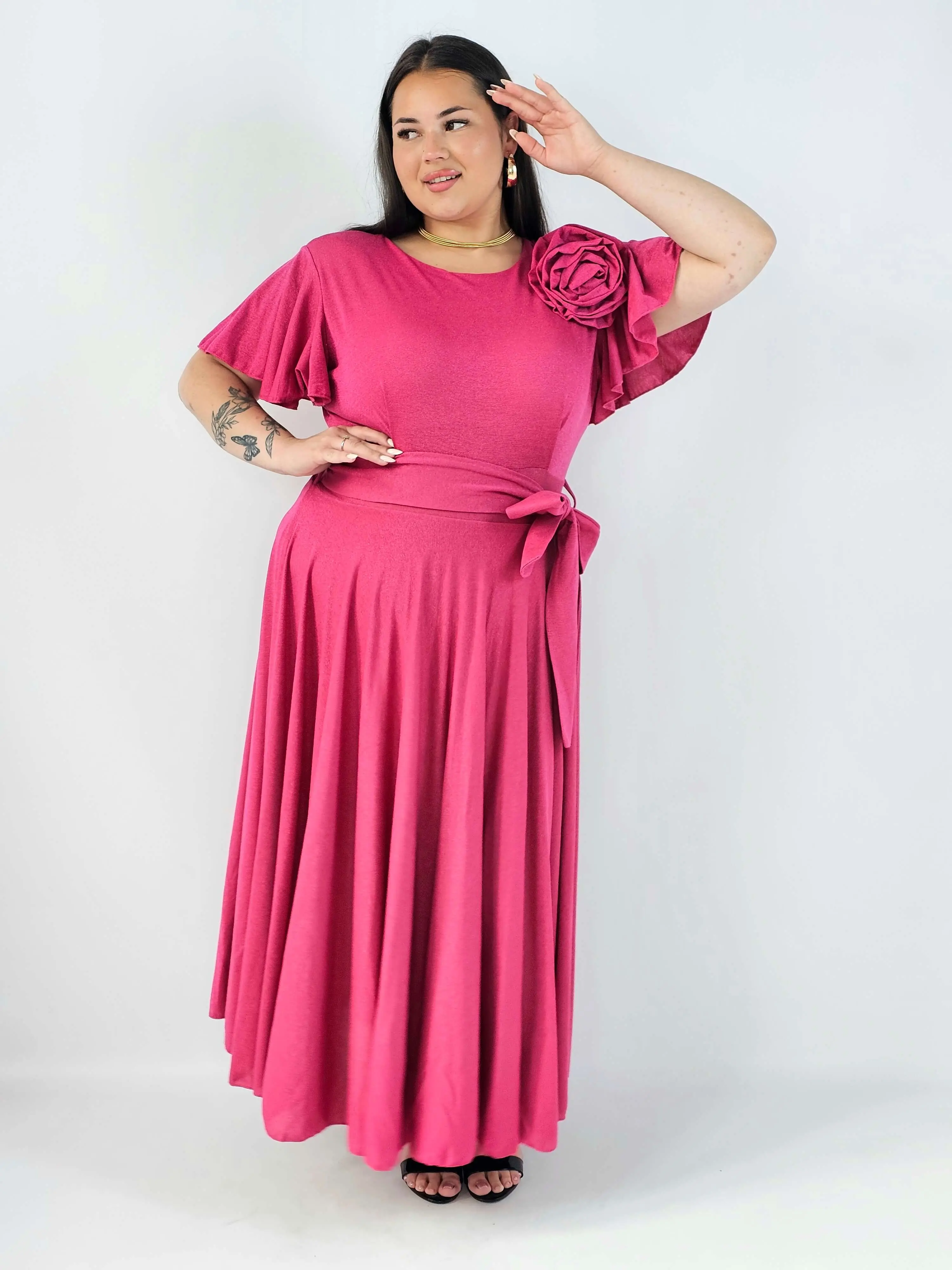 Sukienka plus size maxi z kwiatem XXL – elegancka sukienka wieczorowa - Image 5