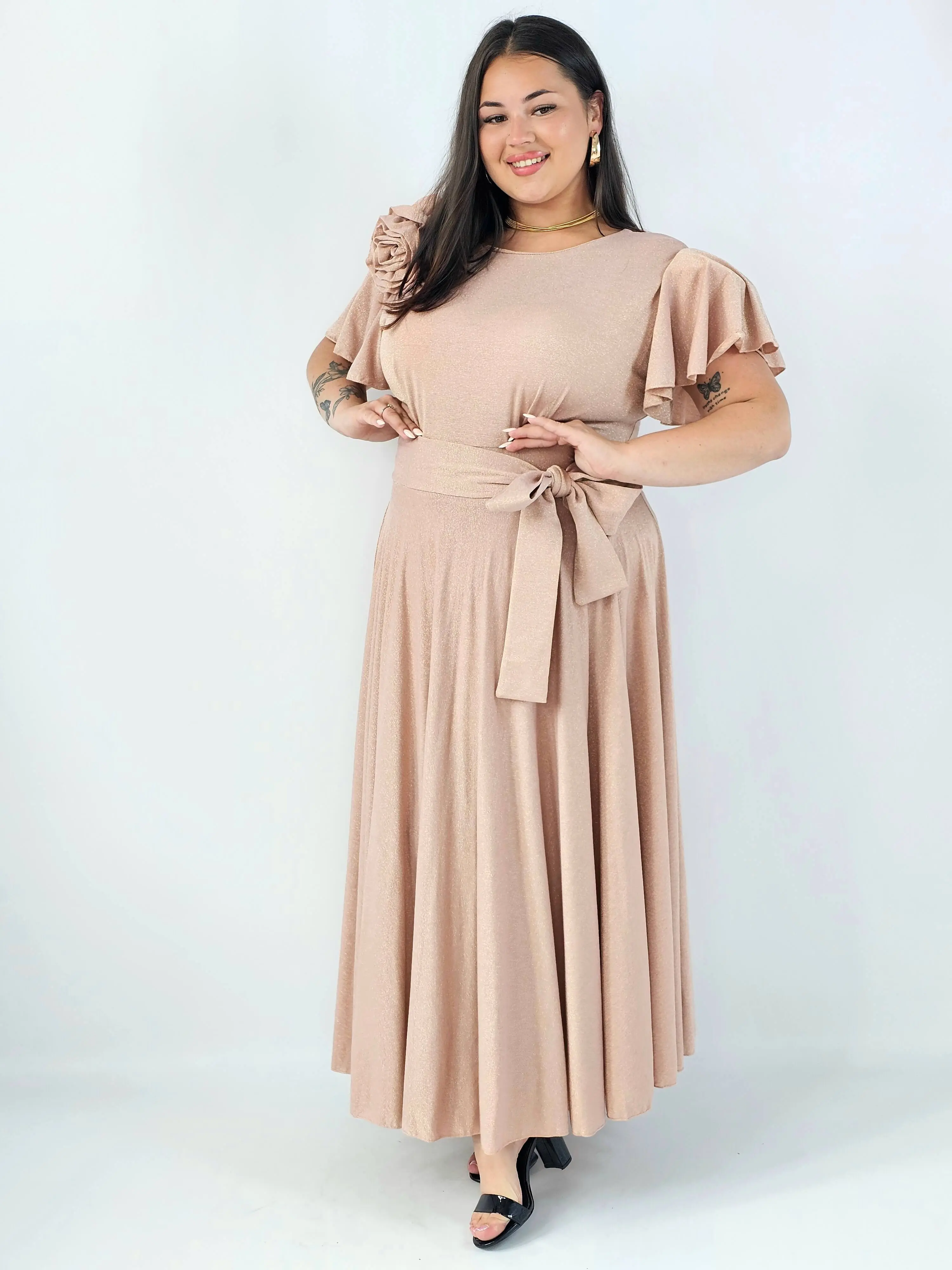 Sukienka plus size maxi z kwiatem XXL – elegancka sukienka wieczorowa - Image 6