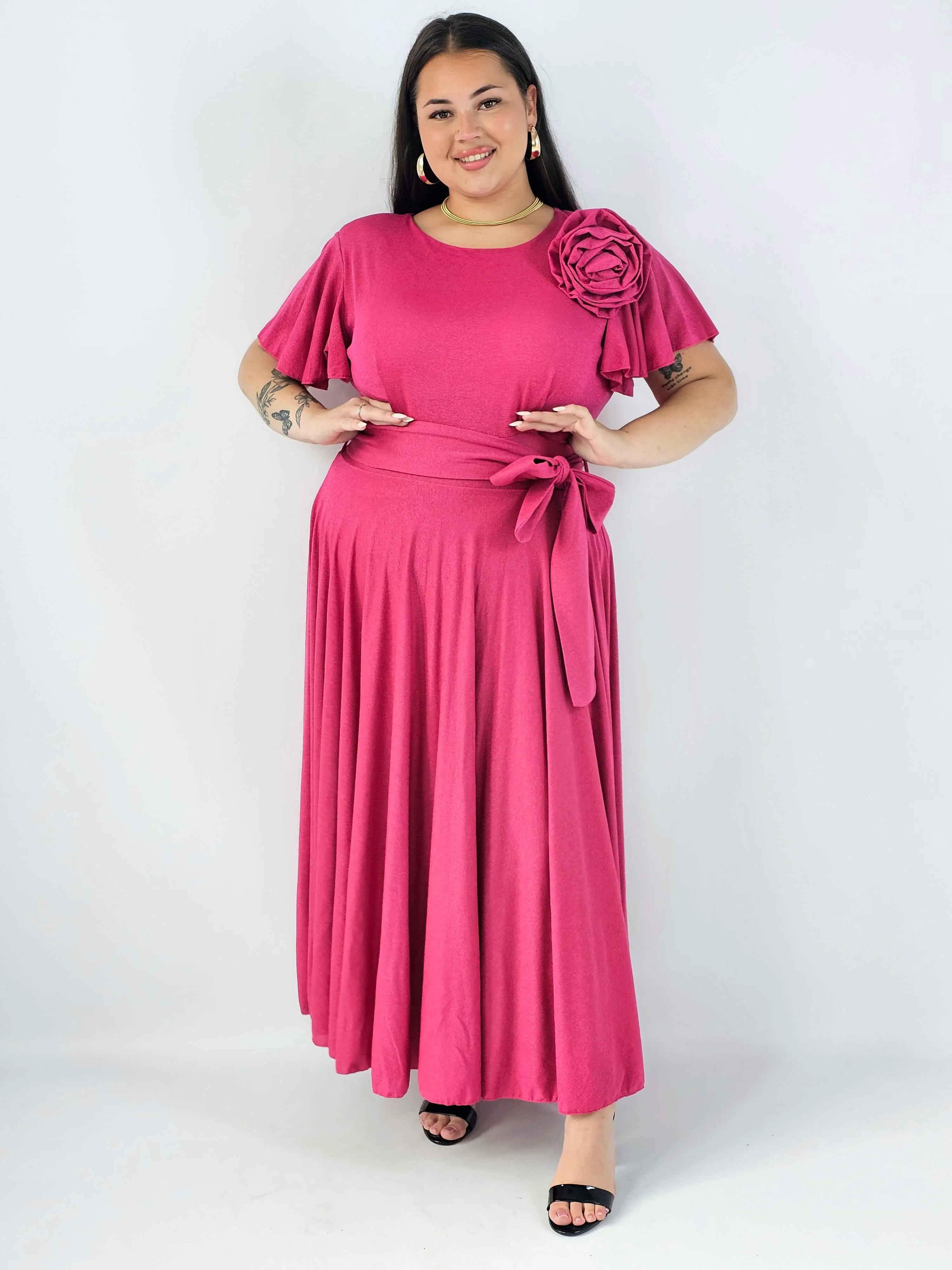 Sukienka plus size maxi z kwiatem XXL – elegancka sukienka wieczorowa - Image 7