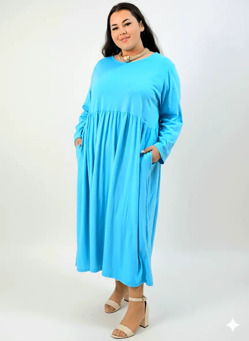 Sukienka plus size maxi z odcięciem pod biustem i luźnym dołem - Image 3