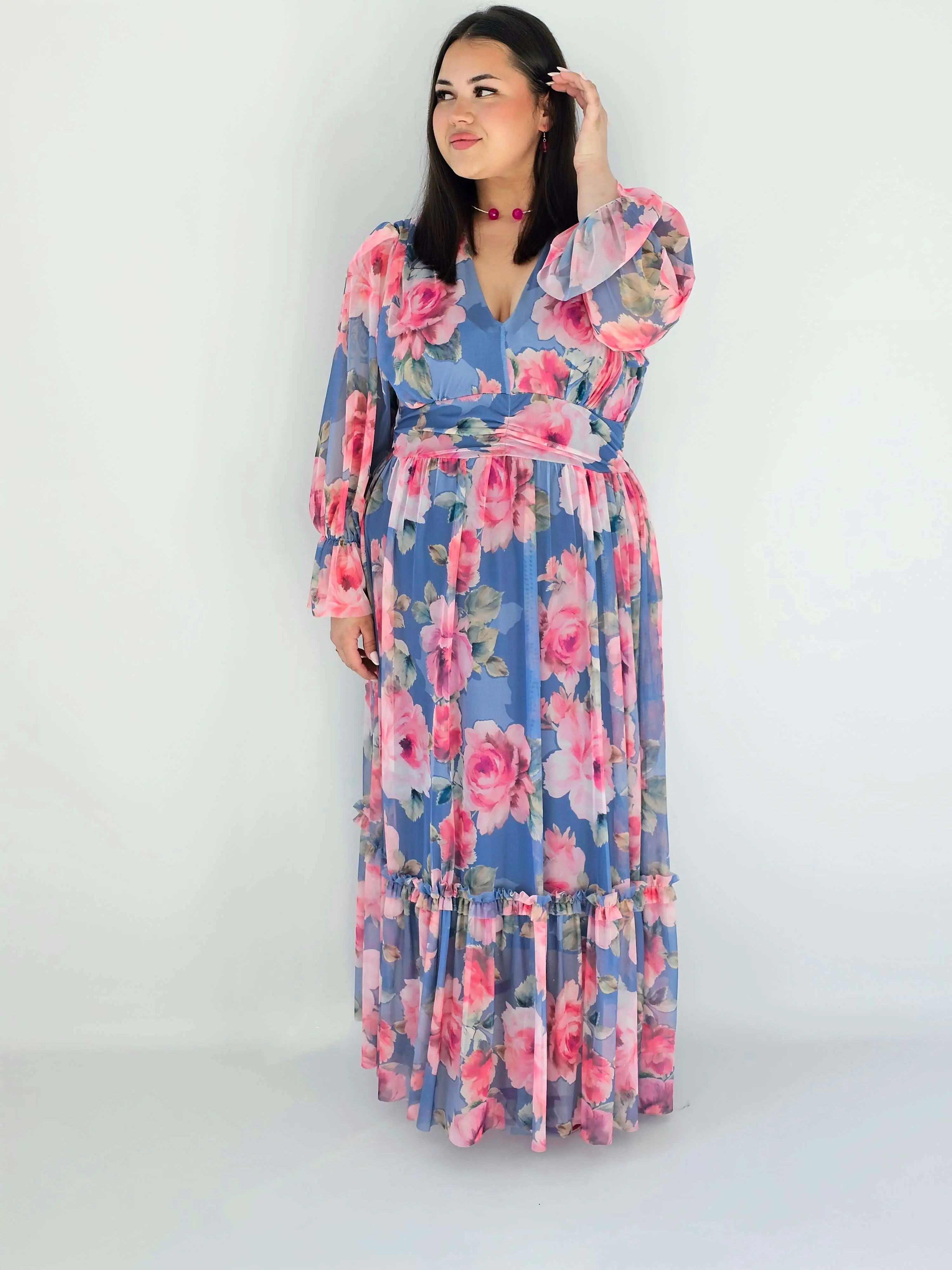 Sukienka plus size midi w kwiatowy print – elegancka i zwiewna propozycja dla kobiet XXL - Image 15