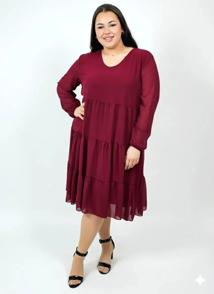 Sukienka plus size szyfonowa z falbanami – lekka i kobieca XXL - Image 2