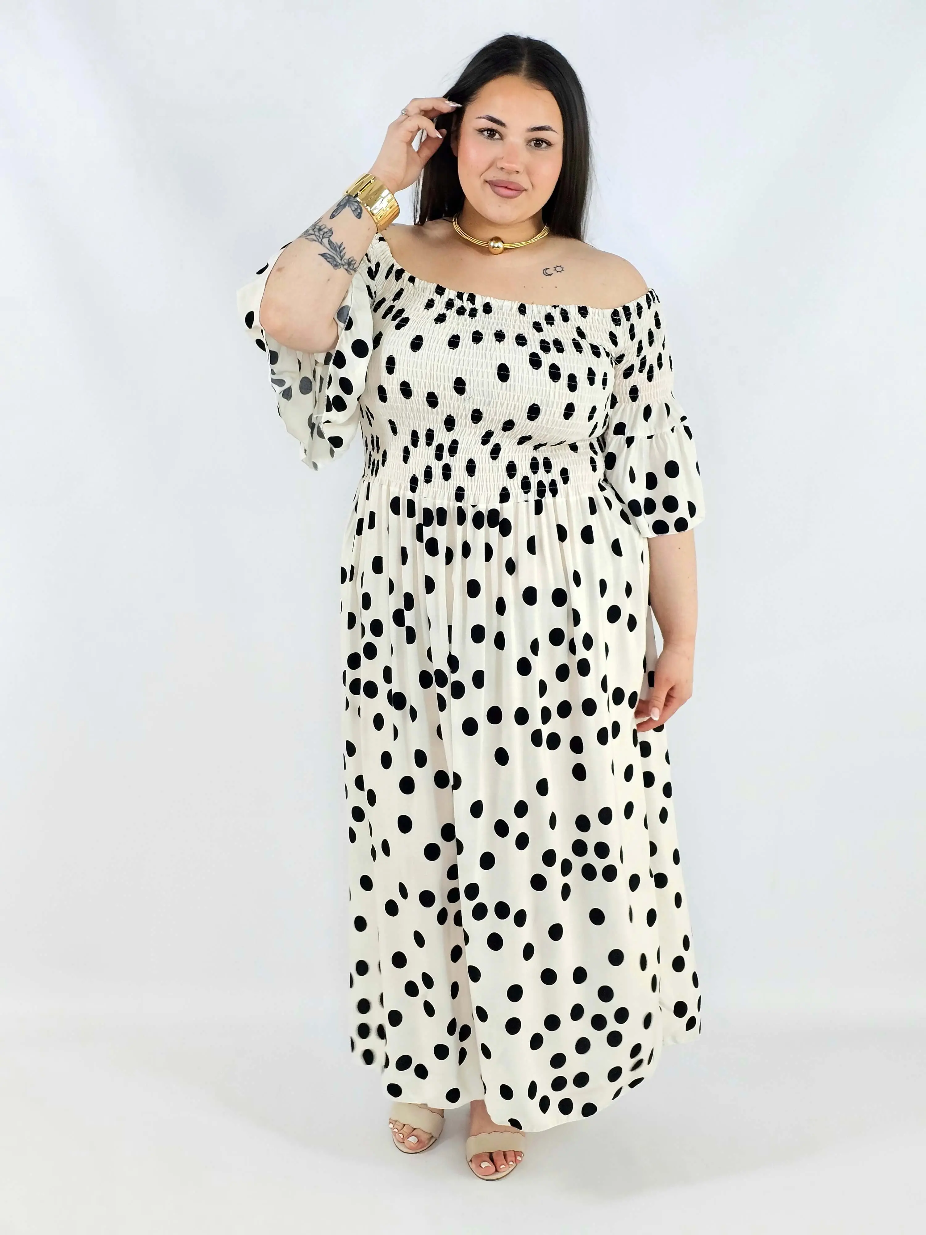 Sukienka plus size w groszki XXL – elegancka hiszpanka na komunię i wesele - Image 10