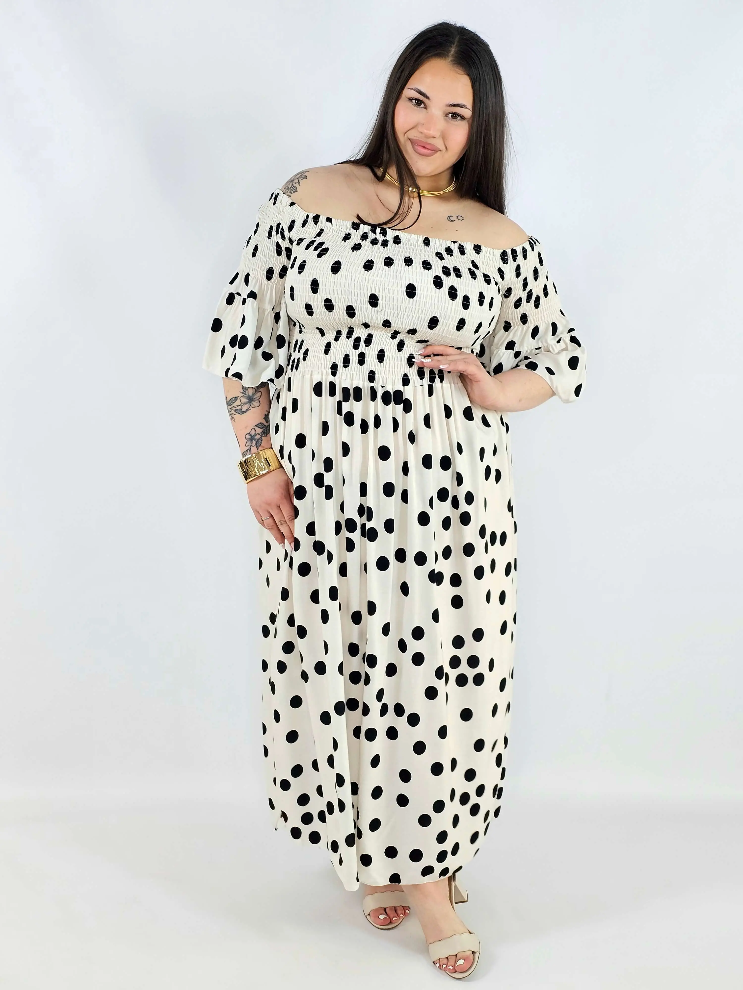 Sukienka plus size w groszki XXL – elegancka hiszpanka na komunię i wesele - Image 11