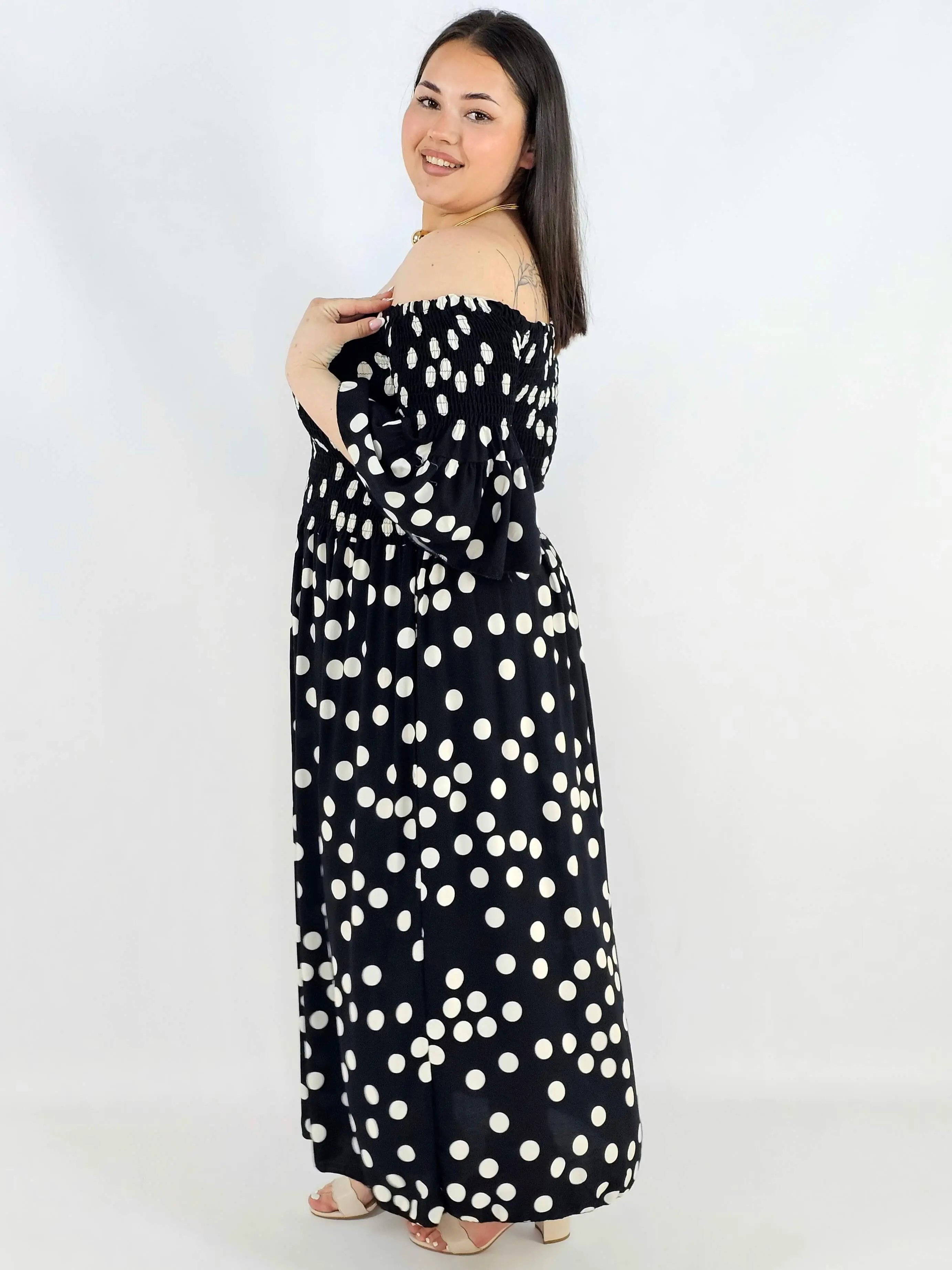 Sukienka plus size w groszki XXL – elegancka hiszpanka na komunię i wesele - Image 12