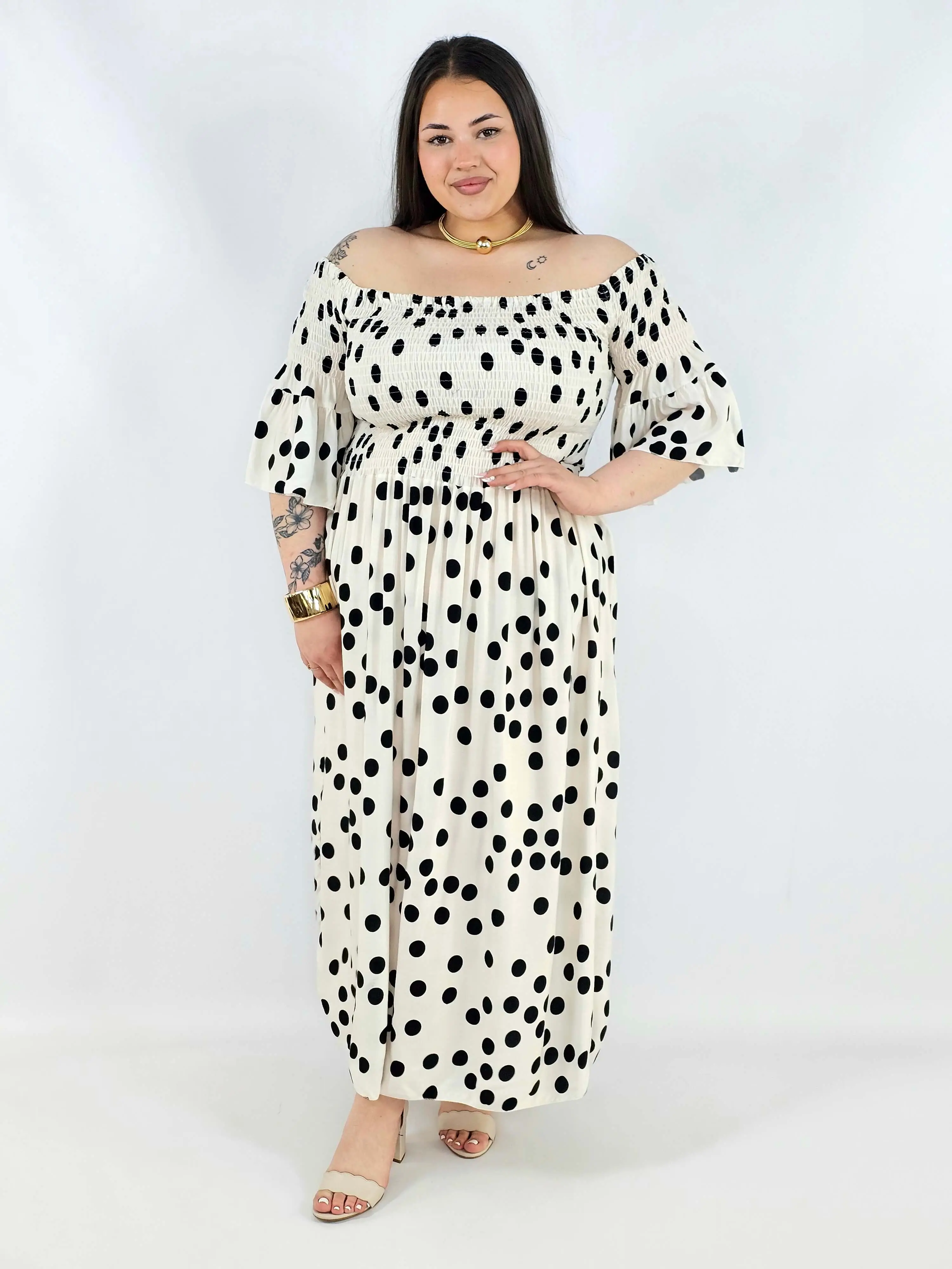 Sukienka plus size w groszki XXL – elegancka hiszpanka na komunię i wesele - Image 6