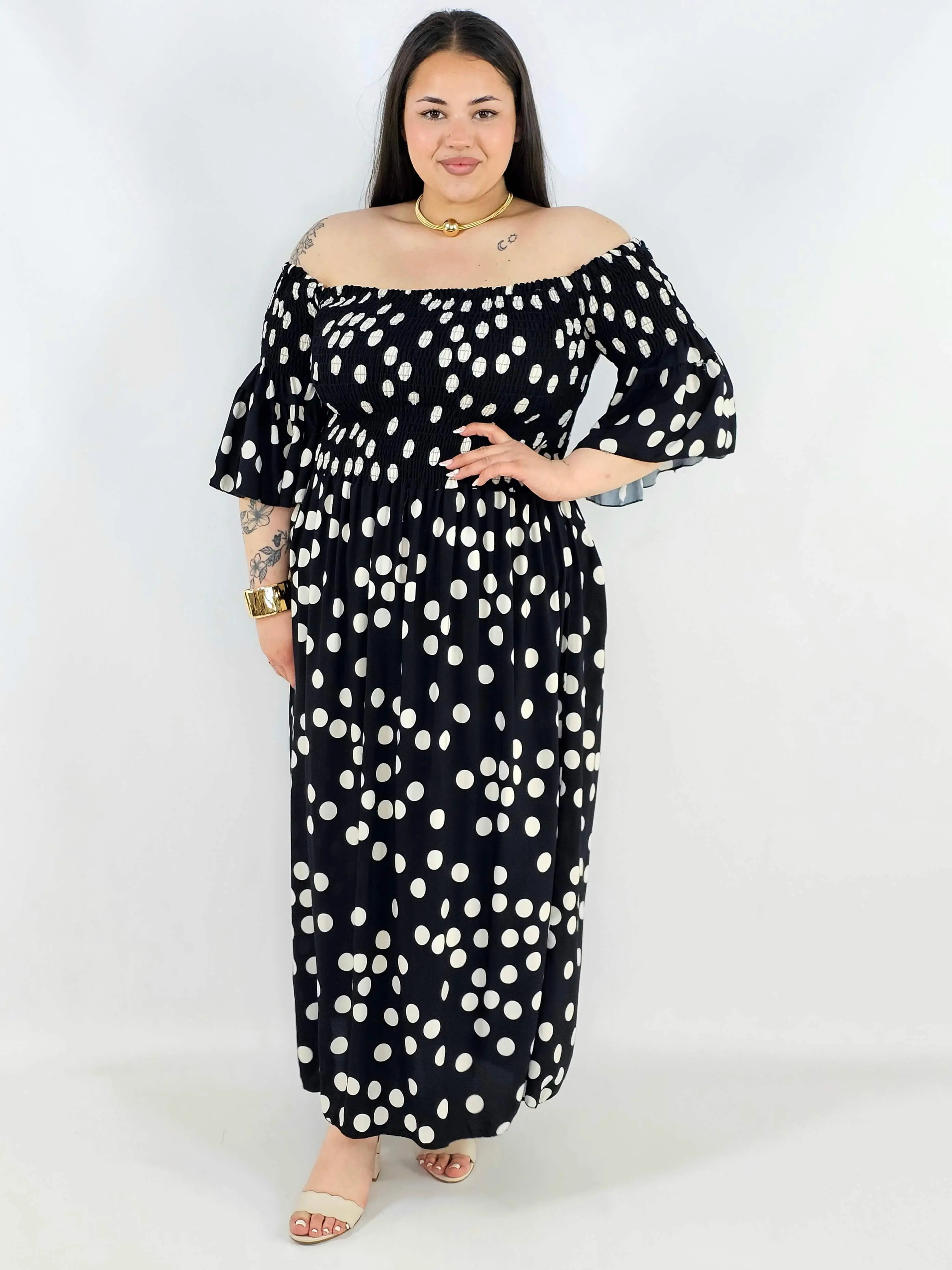 Sukienka plus size w groszki XXL – elegancka hiszpanka na komunię i wesele - Image 7