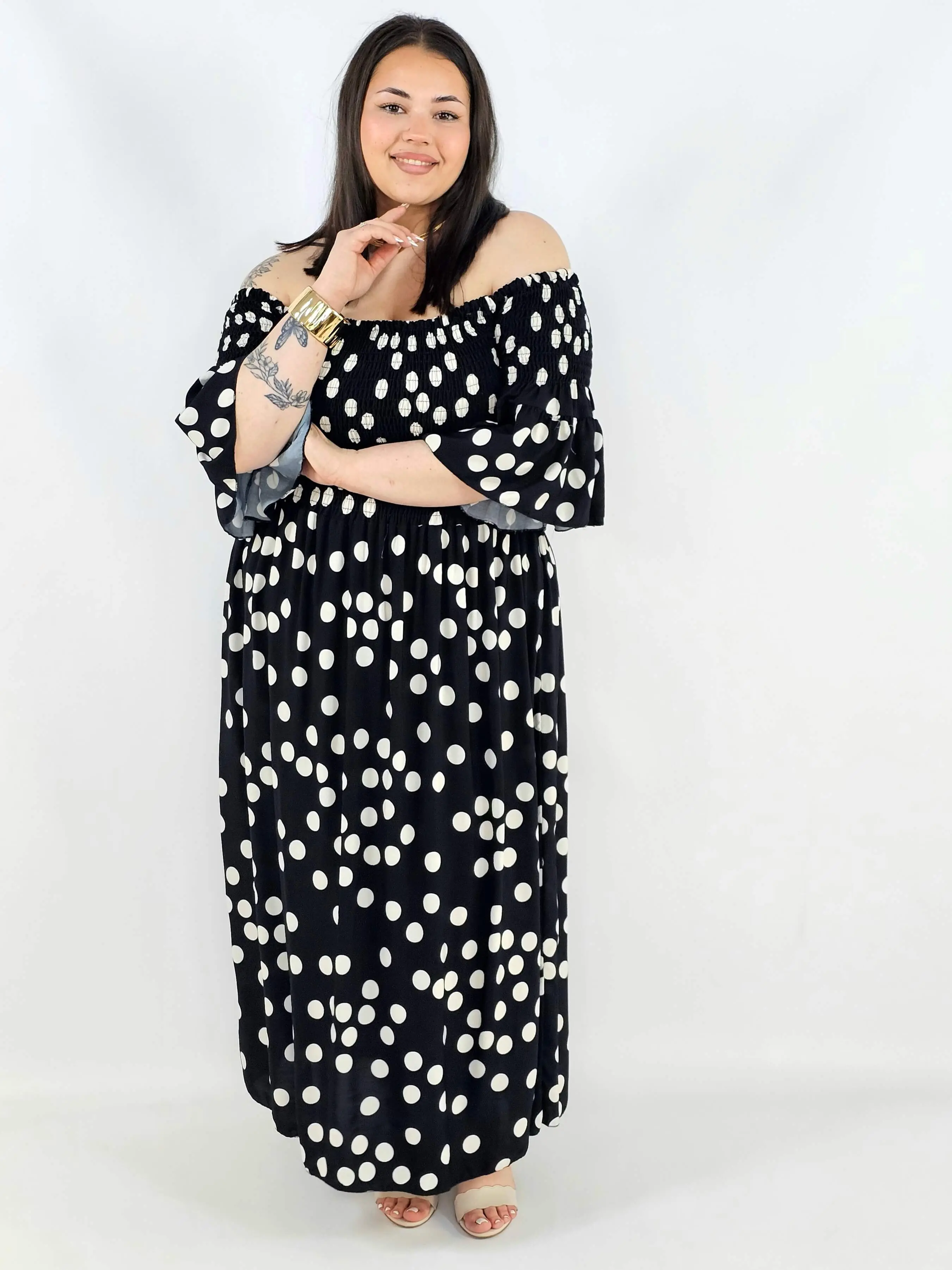 Sukienka plus size w groszki XXL – elegancka hiszpanka na komunię i wesele - Image 9