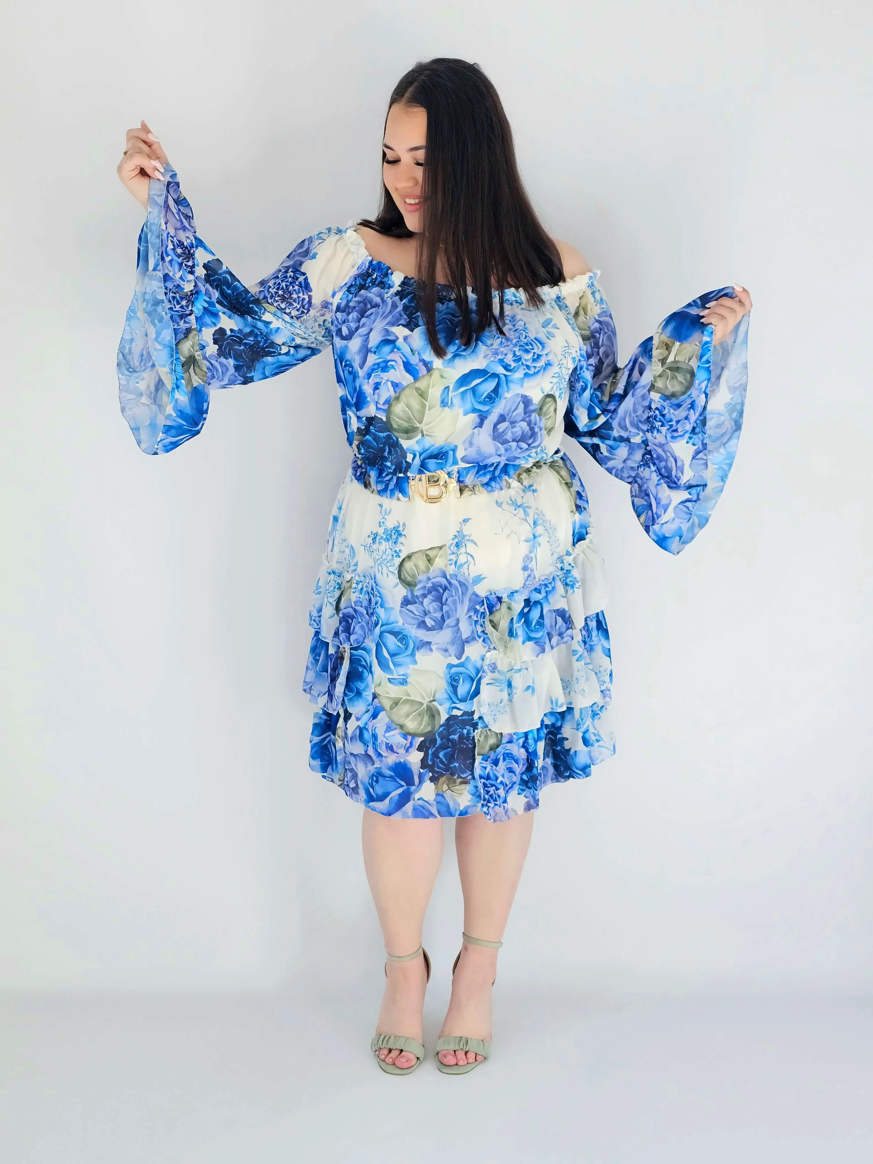Sukienka plus size w kwiatowy wzór z falbaną – lekka i kobieca stylizacja XXL - Image 7