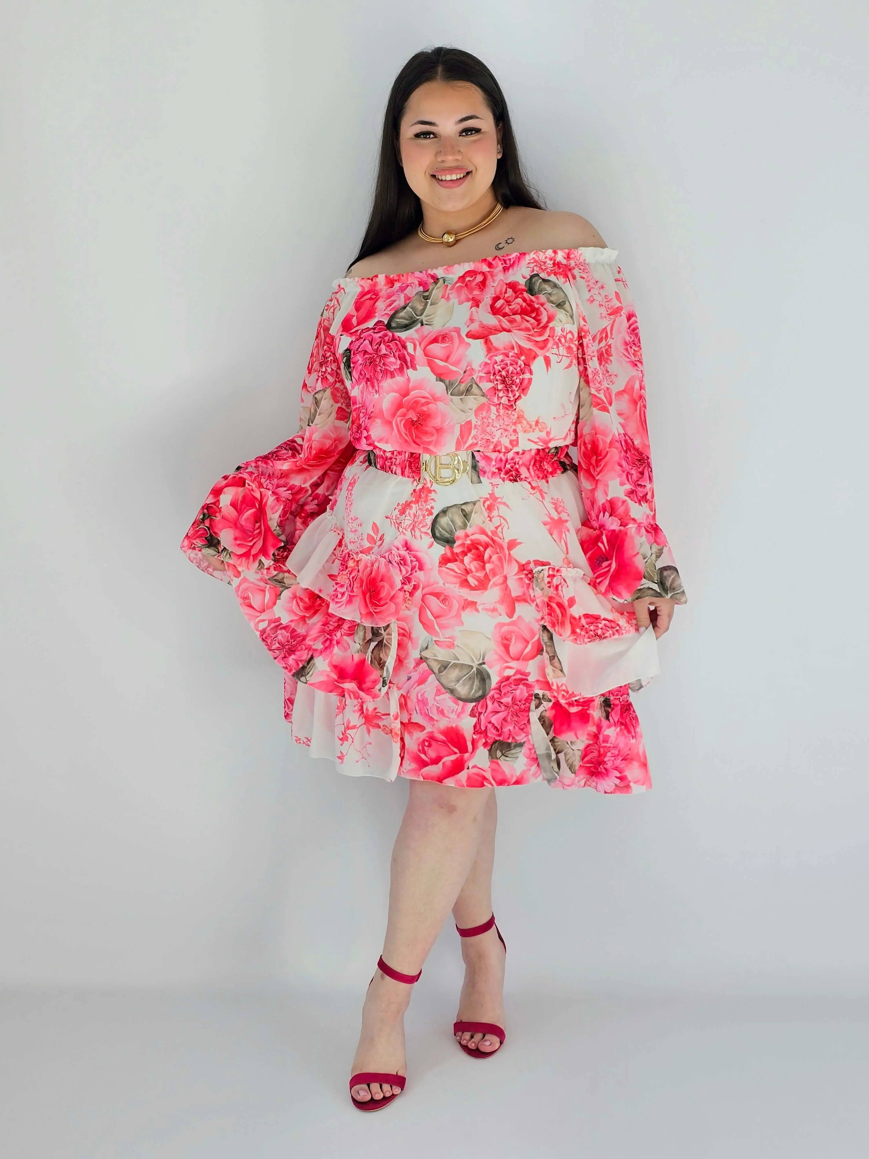 Sukienka plus size w kwiatowy wzór z falbaną – lekka i kobieca stylizacja XXL - Image 8