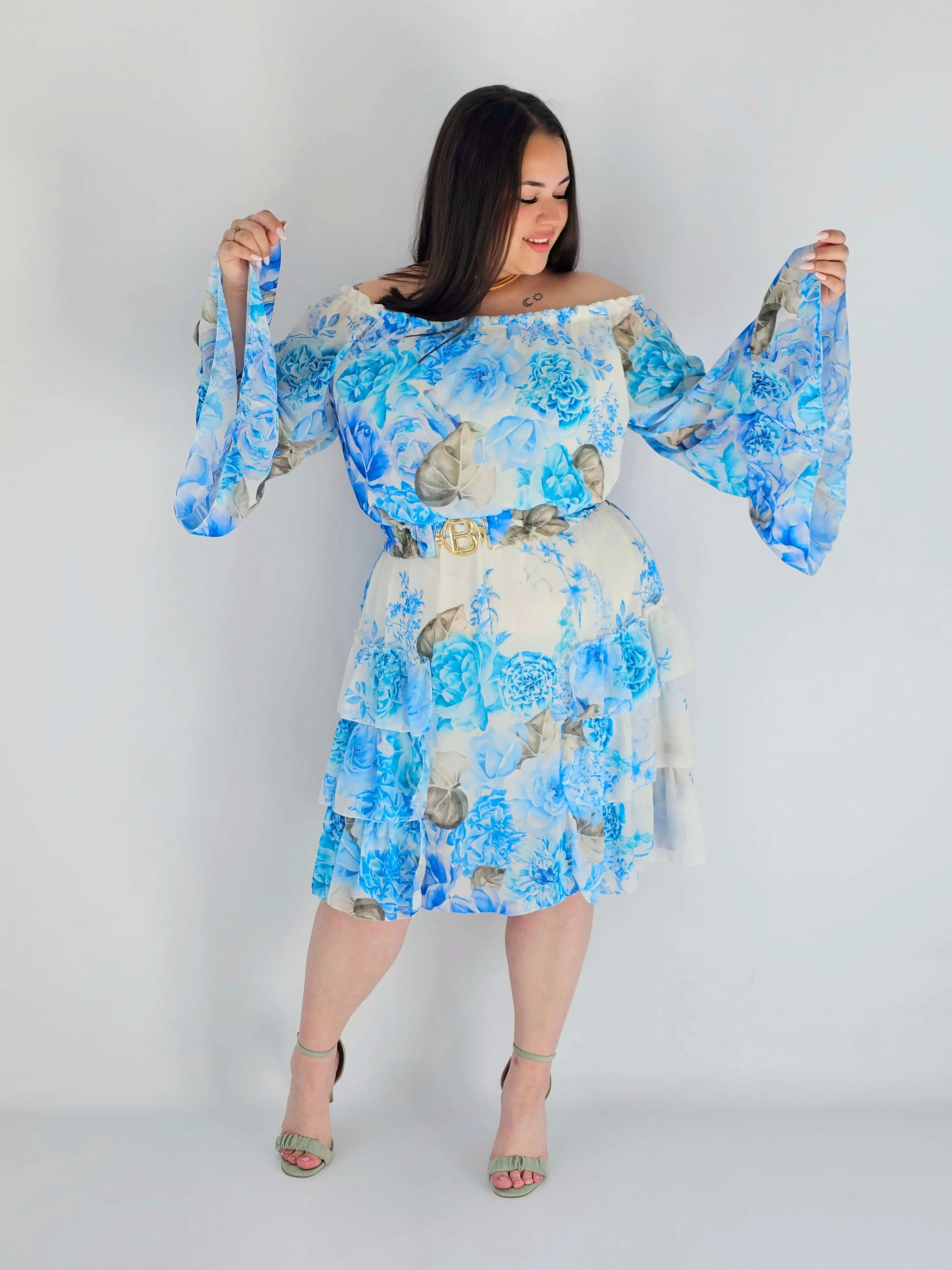 Sukienka plus size w kwiatowy wzór z falbaną – lekka i kobieca stylizacja XXL - Image 9