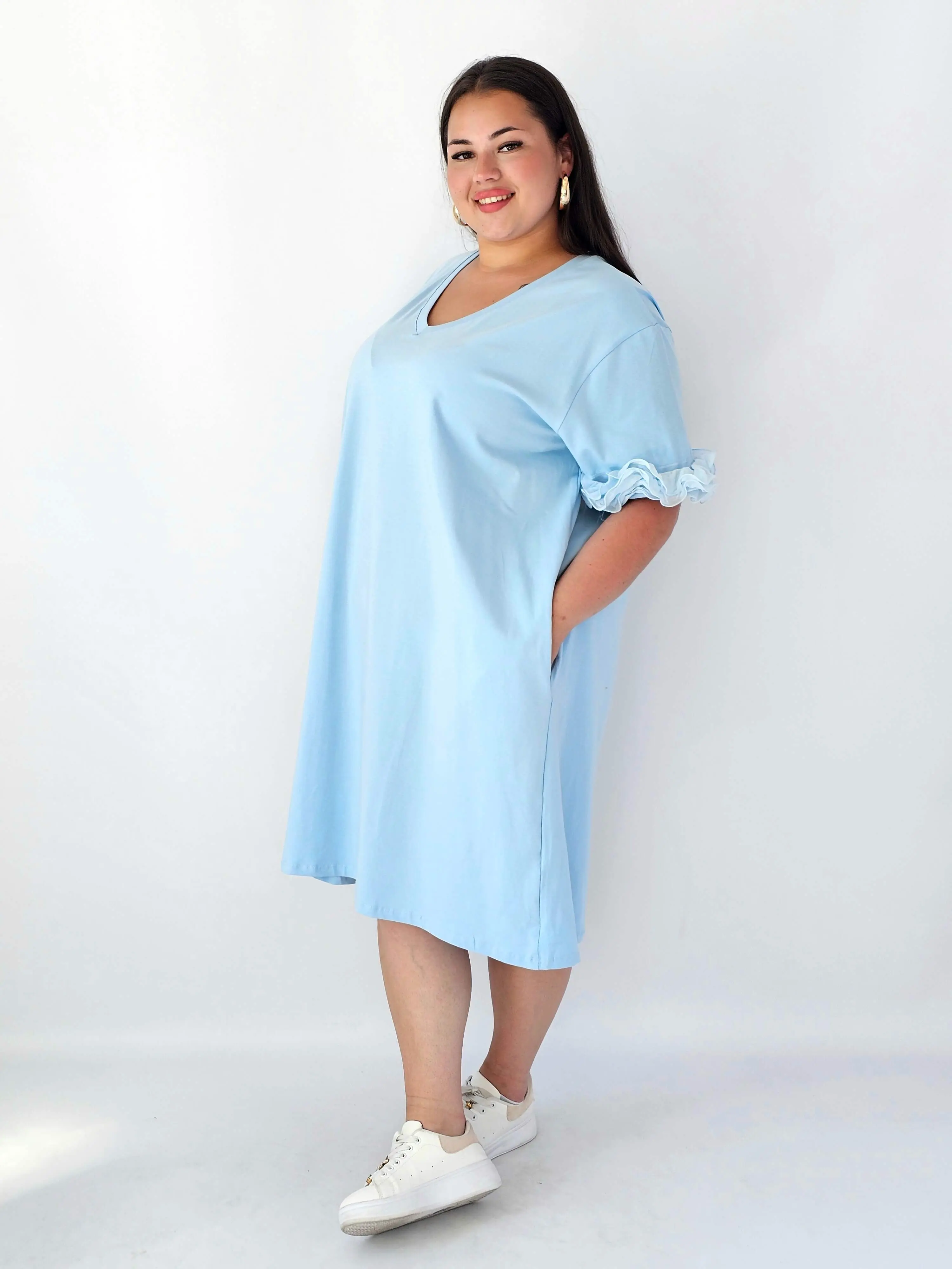 Sukienka Plus Size Z Falbankami Przy Rękawach – Zwiewna I Kobieca Stylowa XL - Image 4