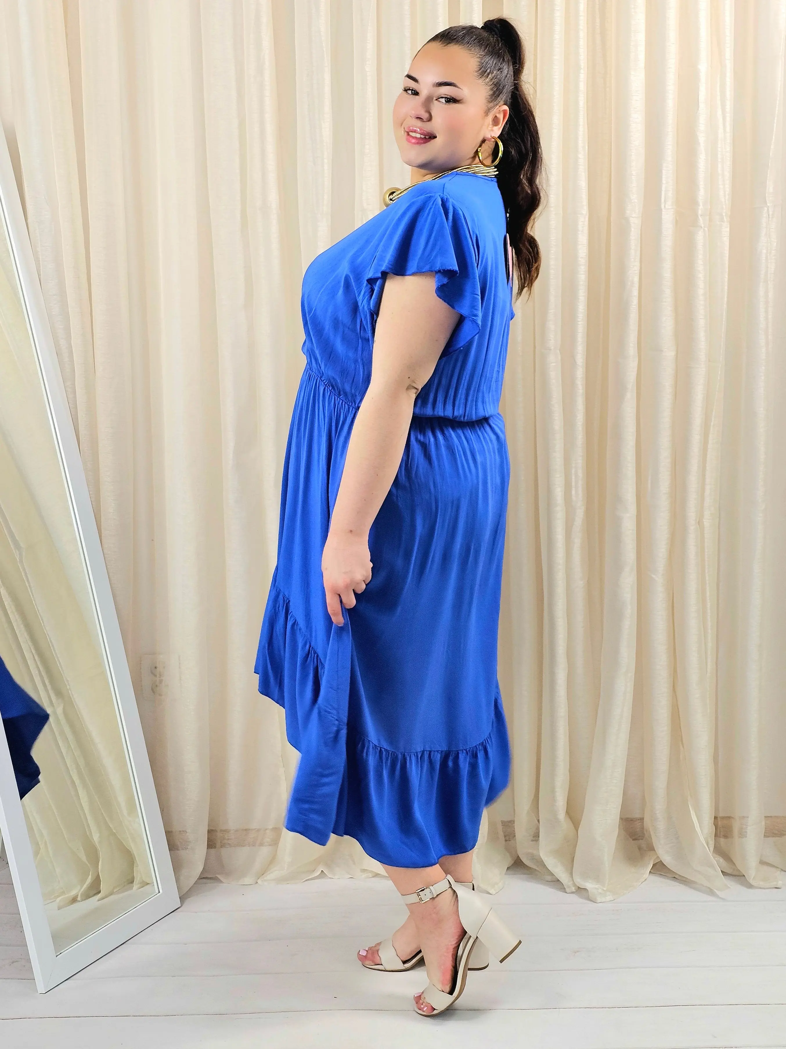 Sukienka plus size z kopertowym dekoltem – asymetryczna sukienka damska XXL - Image 6